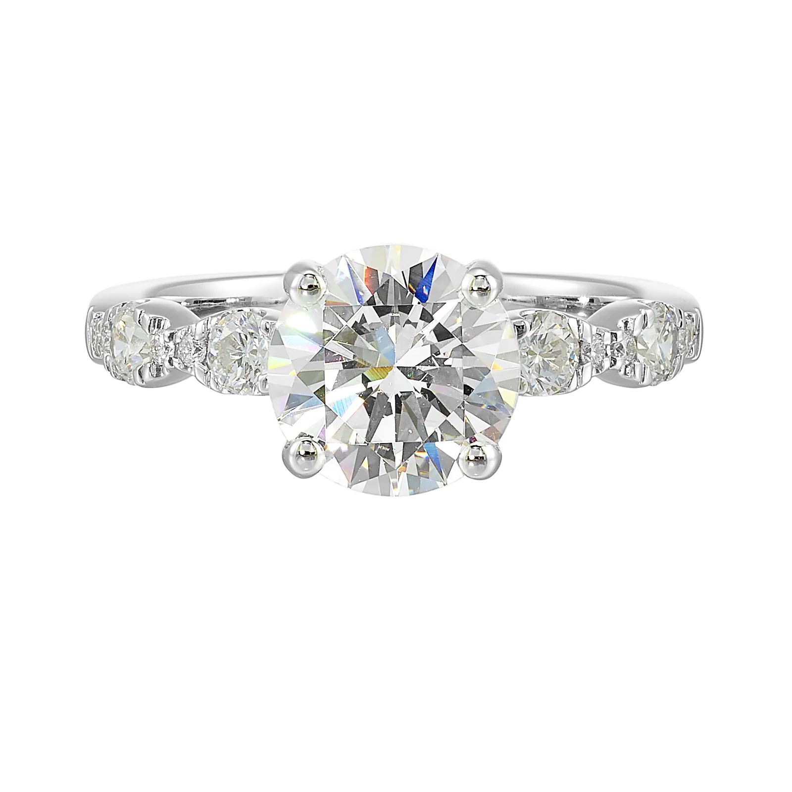 14Kt White Semi Mount 1/2Ctw For 2Ctw Round Center