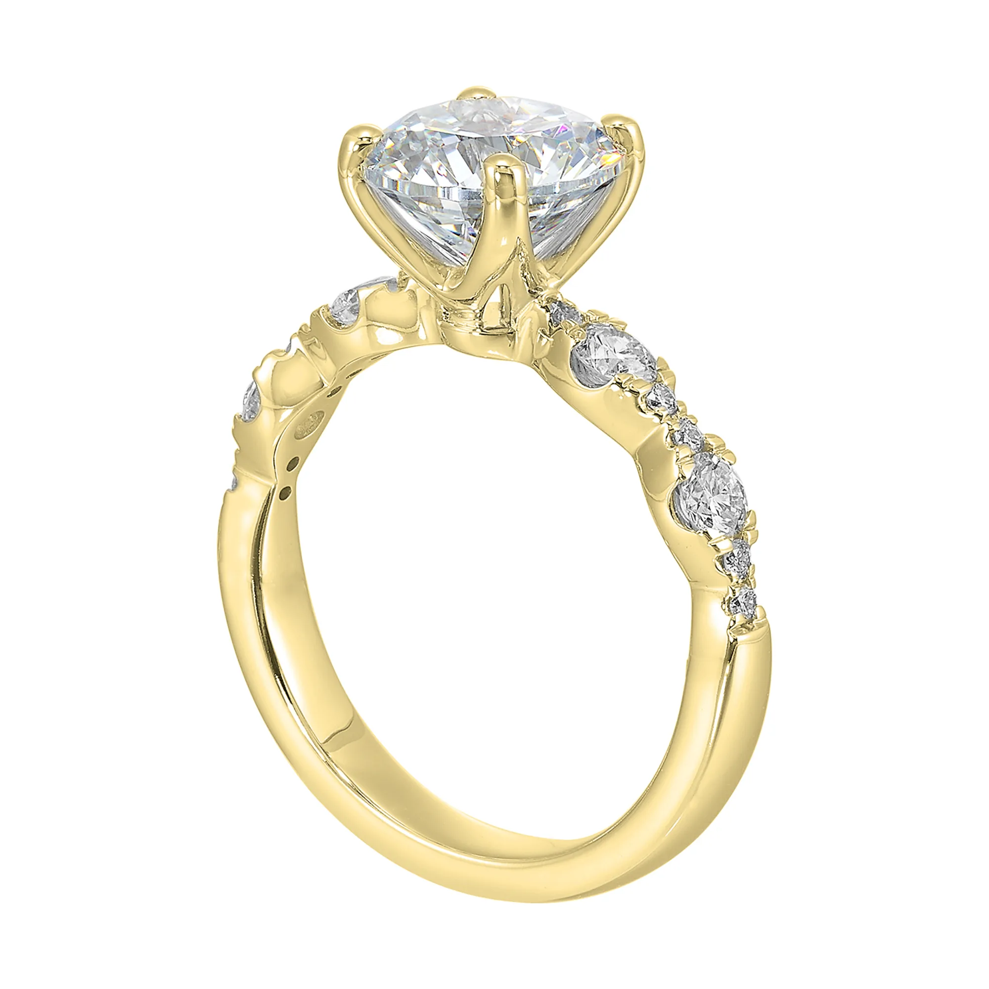 14Kt Yellow Semi Mount 3/8Ctw For 2Ct Round Center view 2