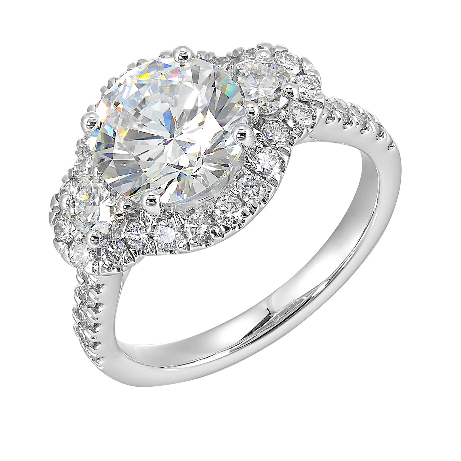 14Kt White Semi Mount 1Ctw For 2Ctw Round Center view 2
