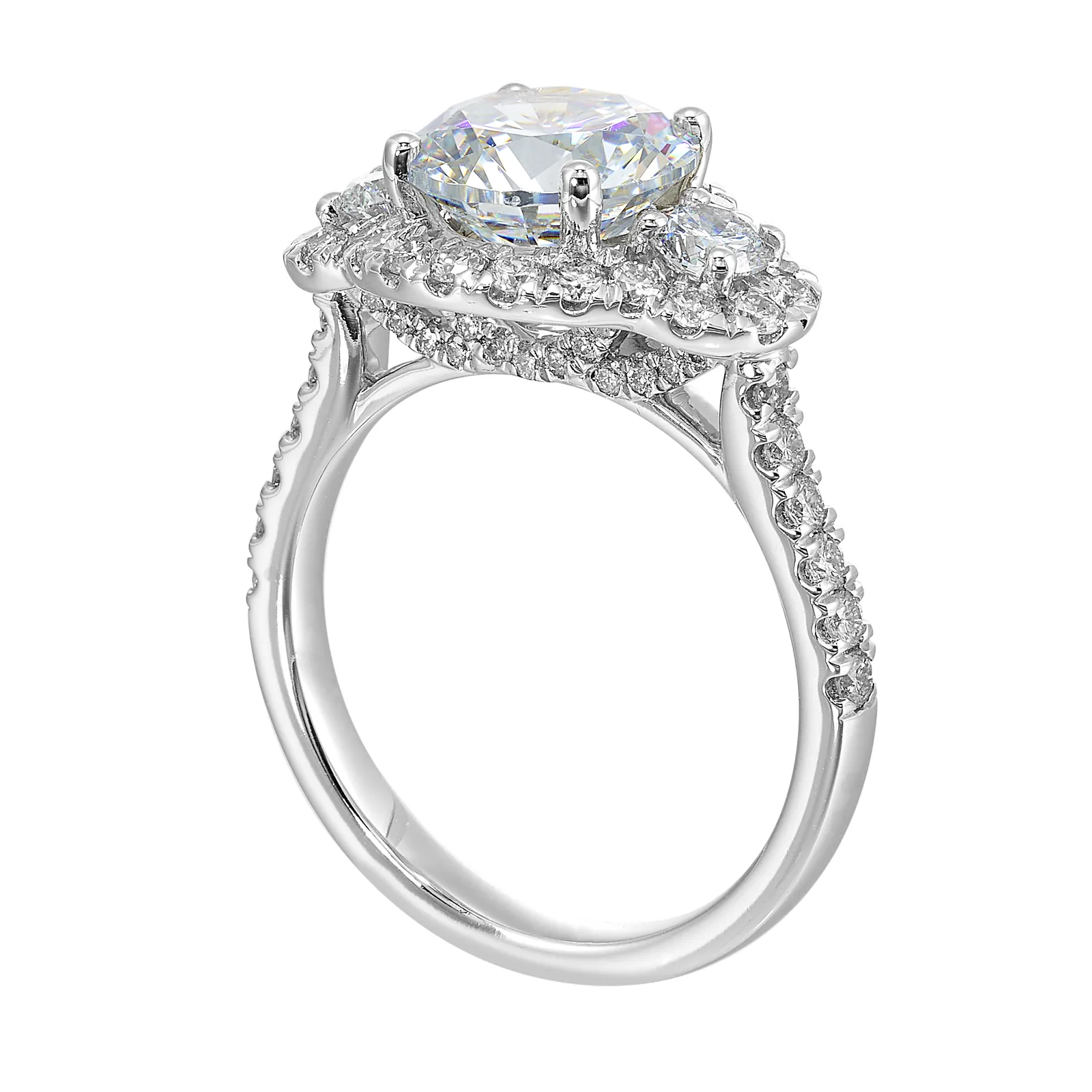 14Kt White Semi Mount 1Ctw For 2Ctw Round Center view 3