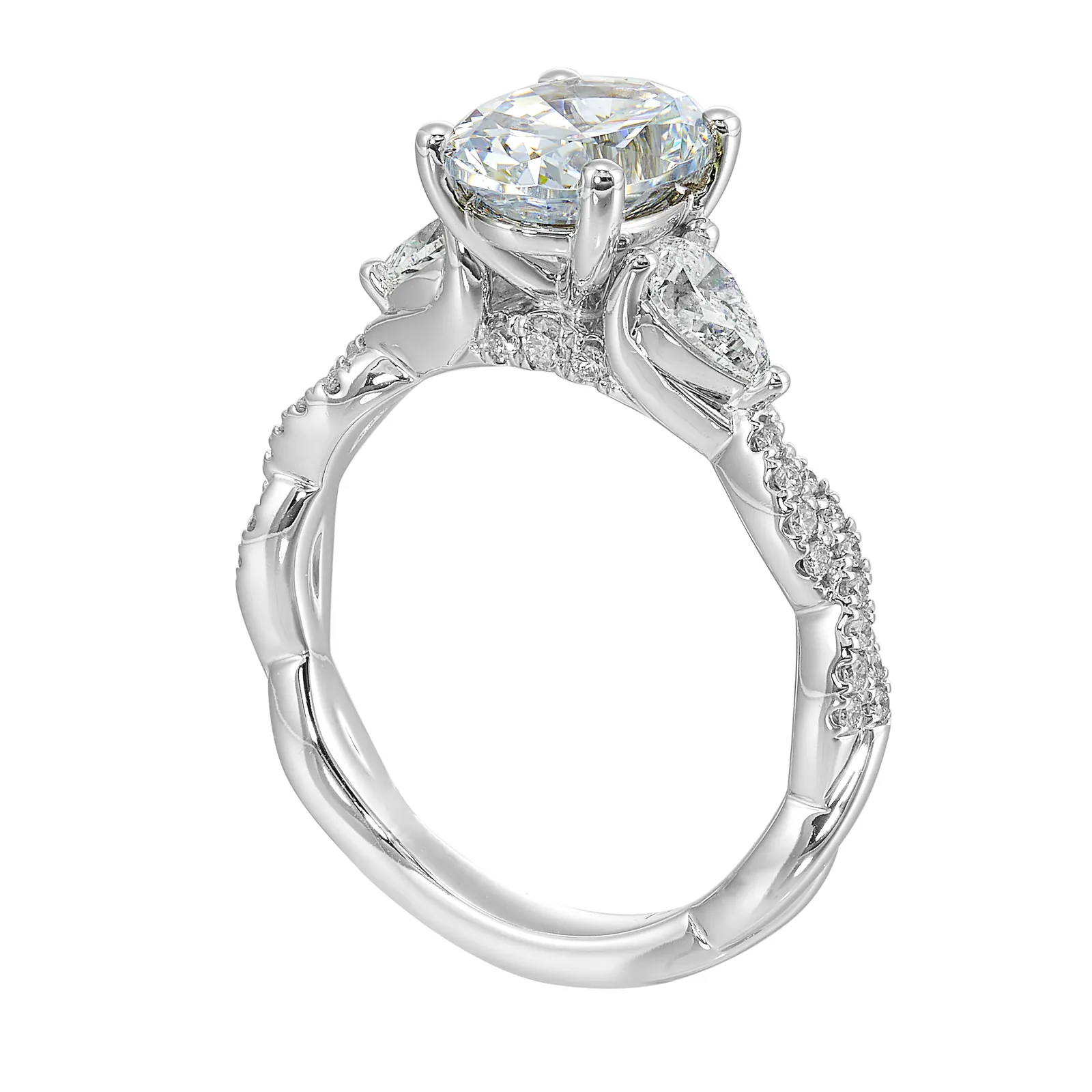 14Kt White Semi Mount 5/8Ctw For 2Ctw Oval Center view 3