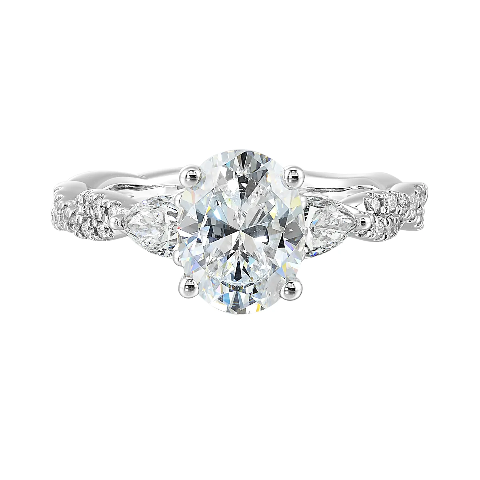 14Kt White Semi Mount 5/8Ctw For 2Ctw Oval Center