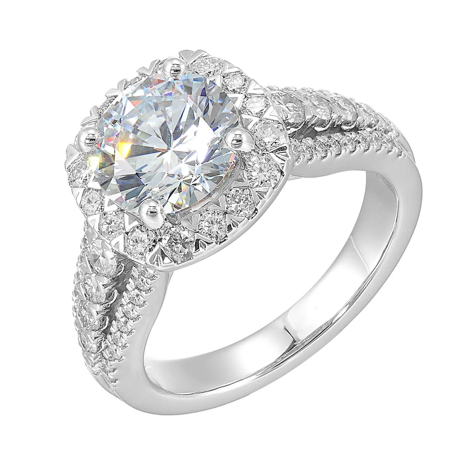 14Kt White Semi Mount 7/8Ctw For 2Ctw Round Center view 2