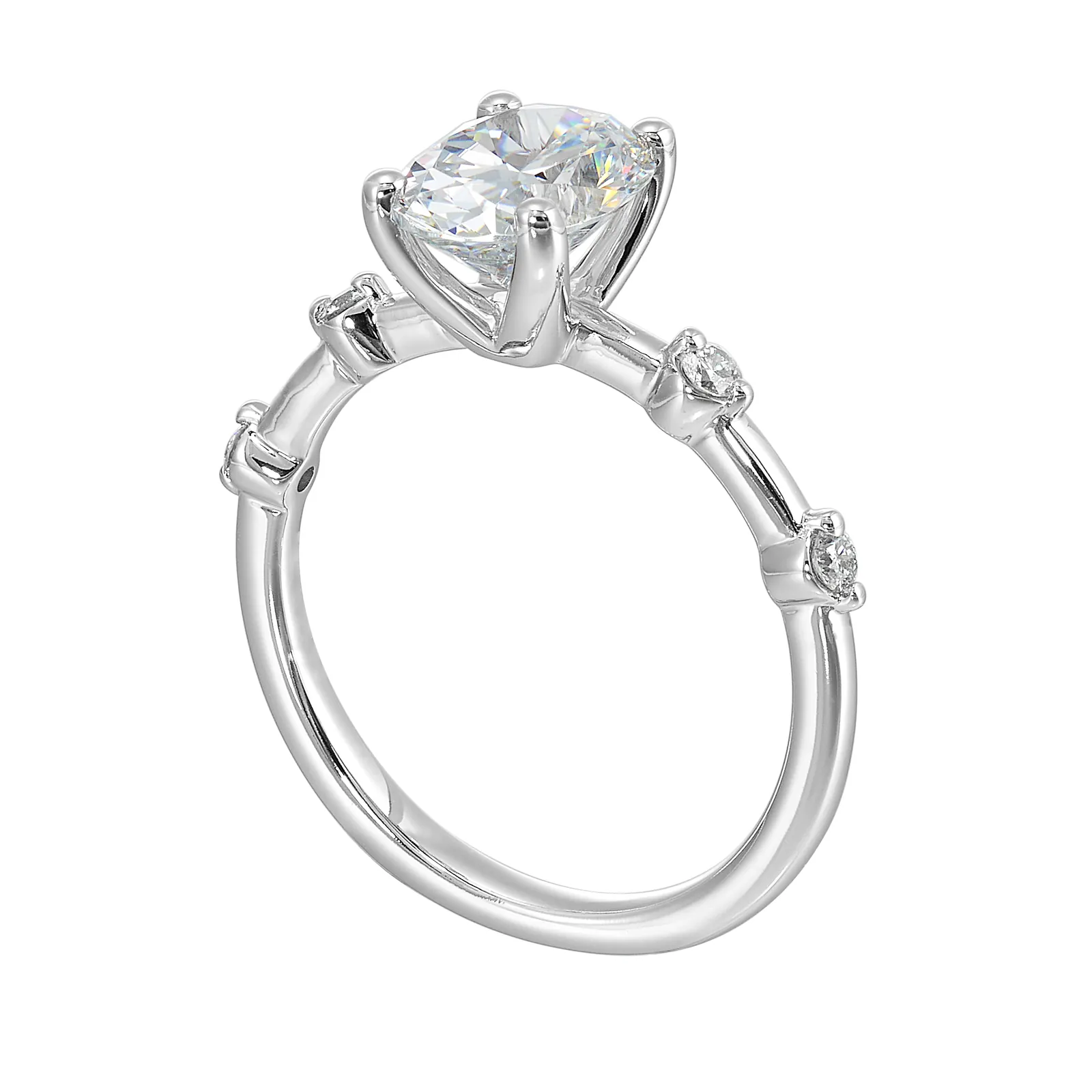 14Kt White Semi Mount 1/8Ctw For 2Ctw Oval Center view 3