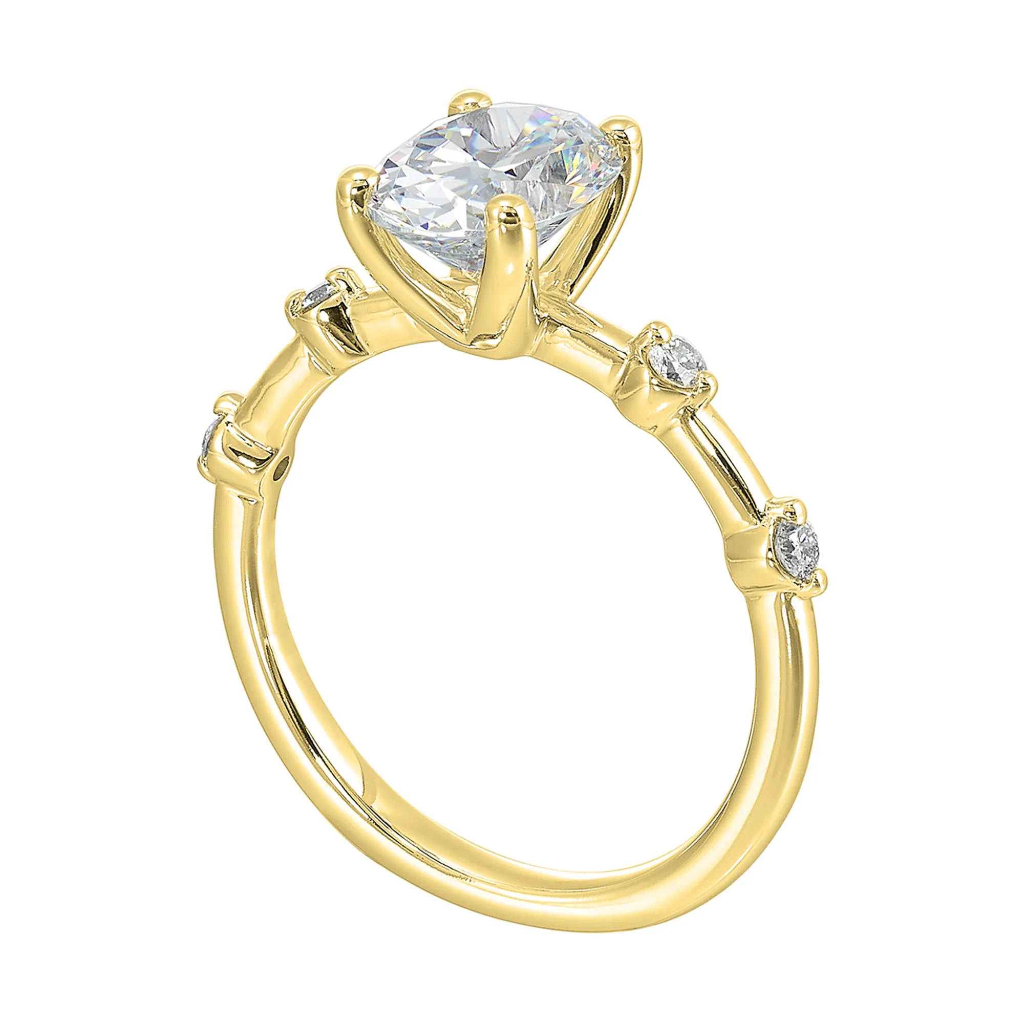 14Kt Yellow Semi Mount 1/8Ctw For 2Ctw Oval Center view 3