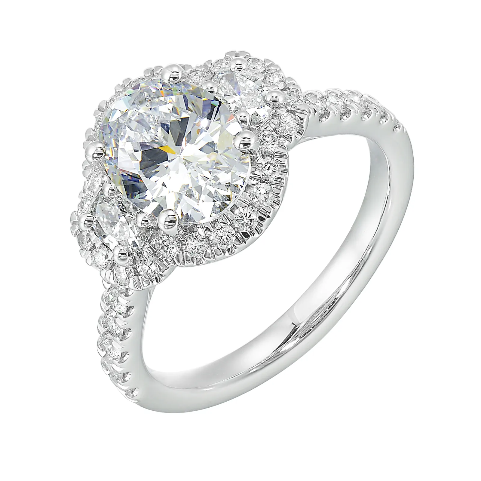 14Kt White Semi Mount 3/4Ctw For 2Ctw Oval Center view 2