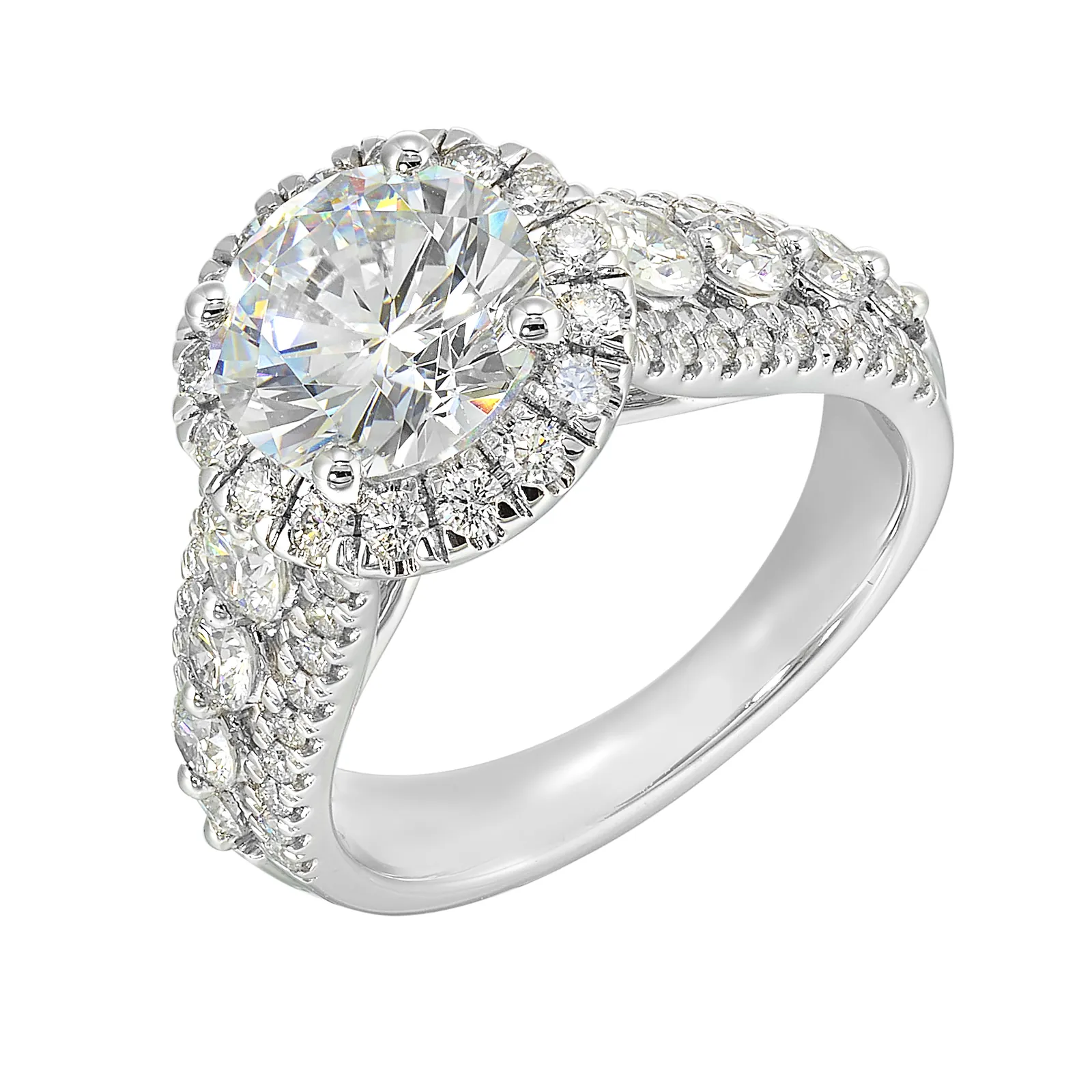 14Kt White Semi Mount 1 1/4Ctw For 2Ctw Round Center view 2