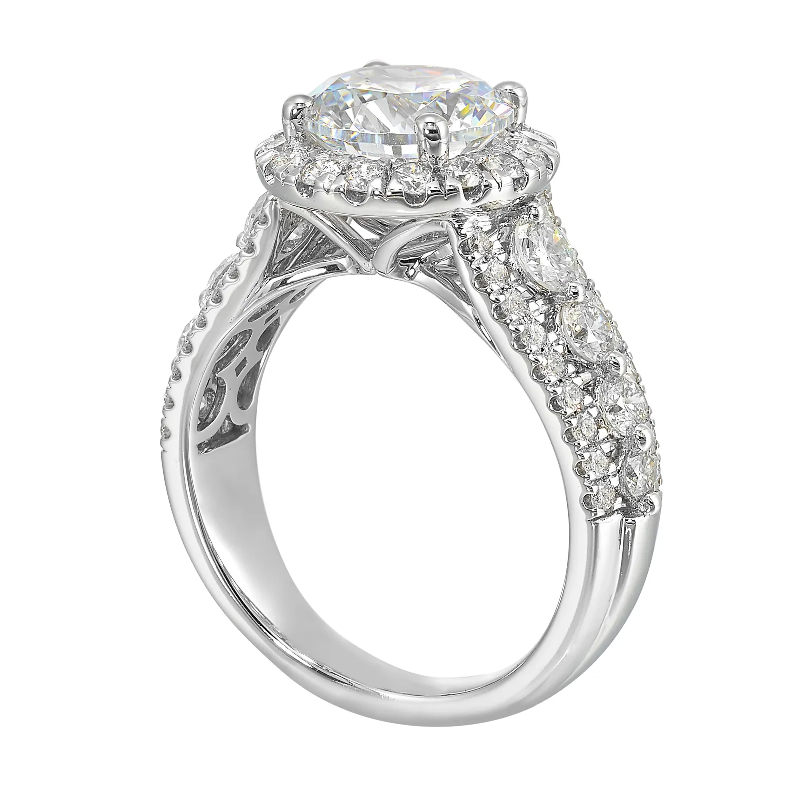 14Kt White Semi Mount 1 1/4Ctw For 2Ctw Round Center view 3