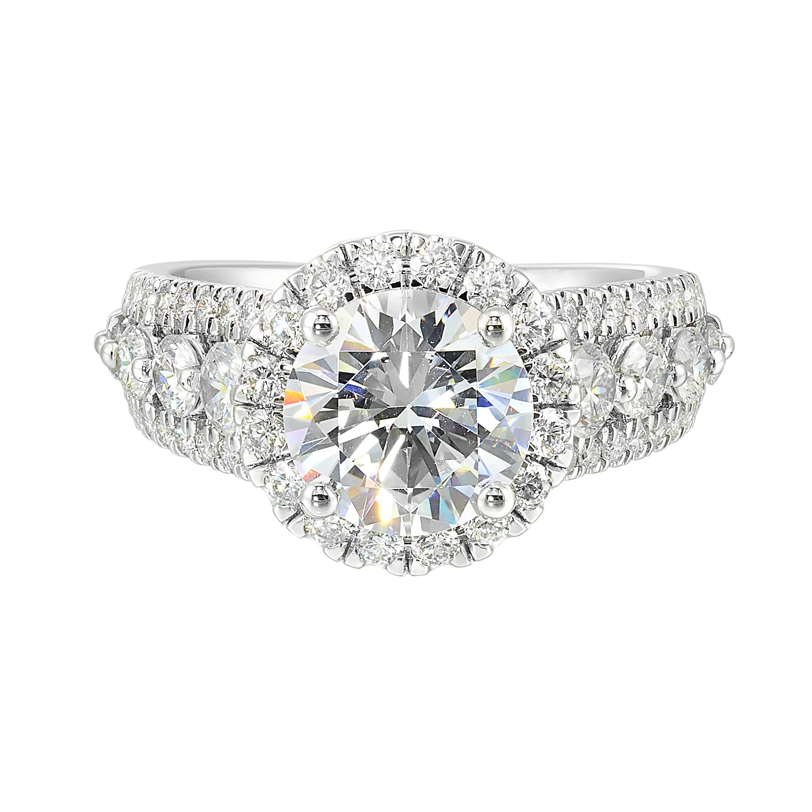 14Kt White Semi Mount 1 1/4Ctw For 2Ctw Round Center