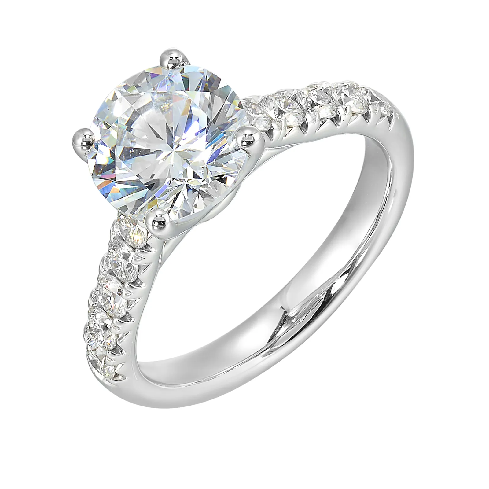 14Kt White Semi Mount 1/2Ctw For 2Ctw Round Center view 2