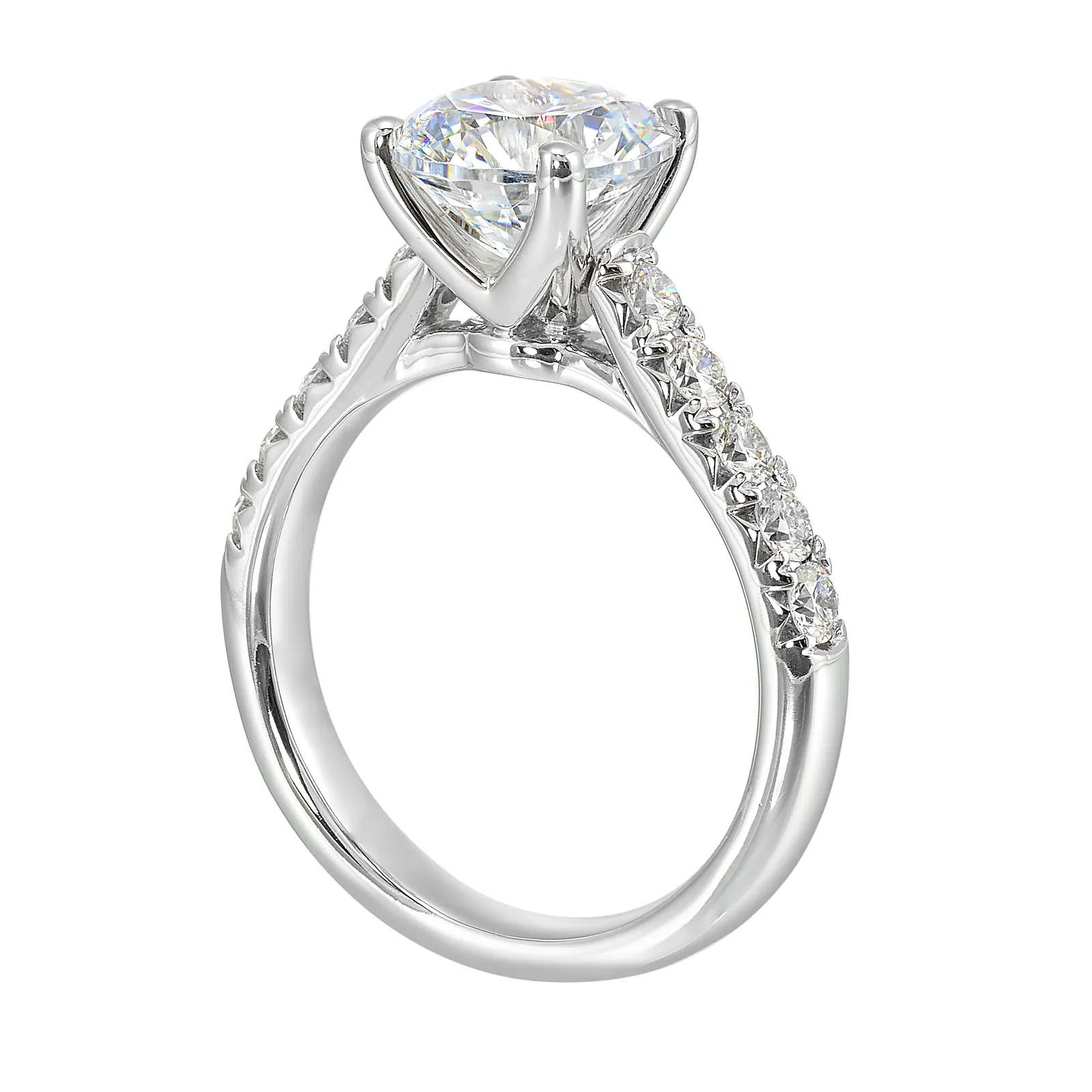 14Kt White Semi Mount 1/2Ctw For 2Ctw Round Center view 3