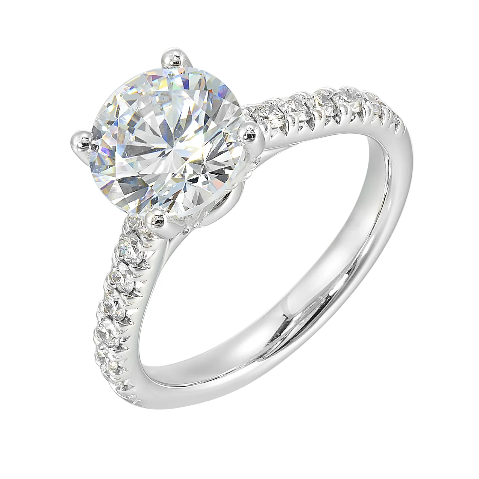 14Kt White Semi Mount 1/2Ctw For 2Ctw Round Center view 2
