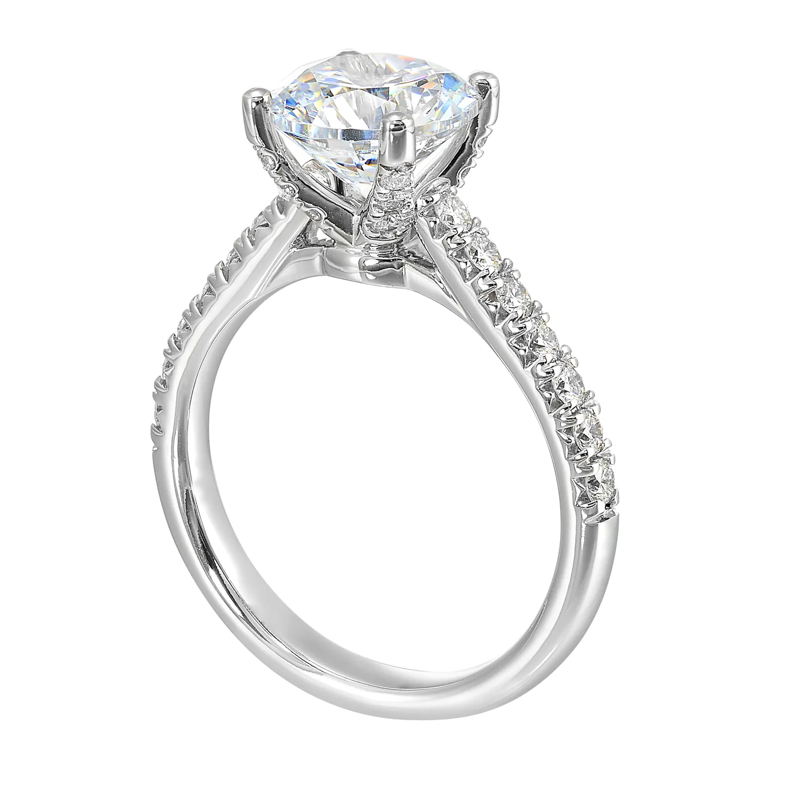 14Kt White Semi Mount 1/2Ctw For 2Ctw Round Center view 3