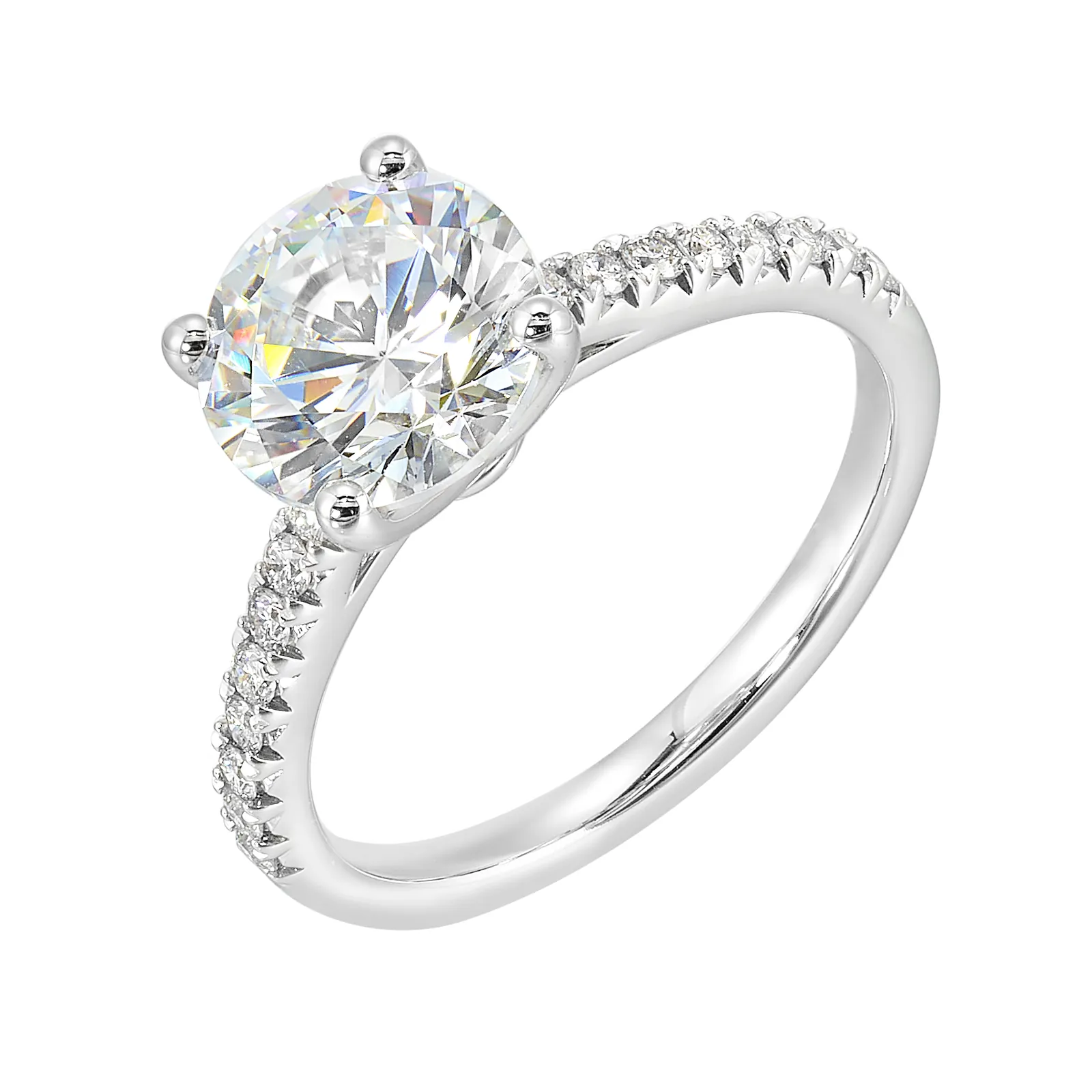 14Kt White Semi Mount 1/5Ctw For 2Ctw Round Center view 2