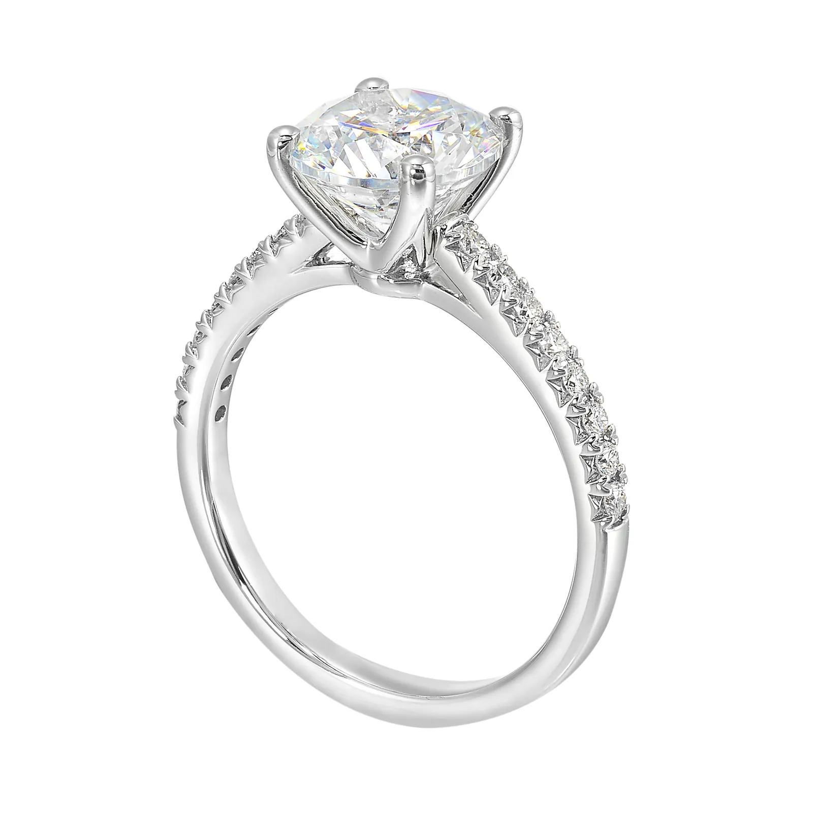 14Kt White Semi Mount 1/5Ctw For 2Ctw Round Center view 3