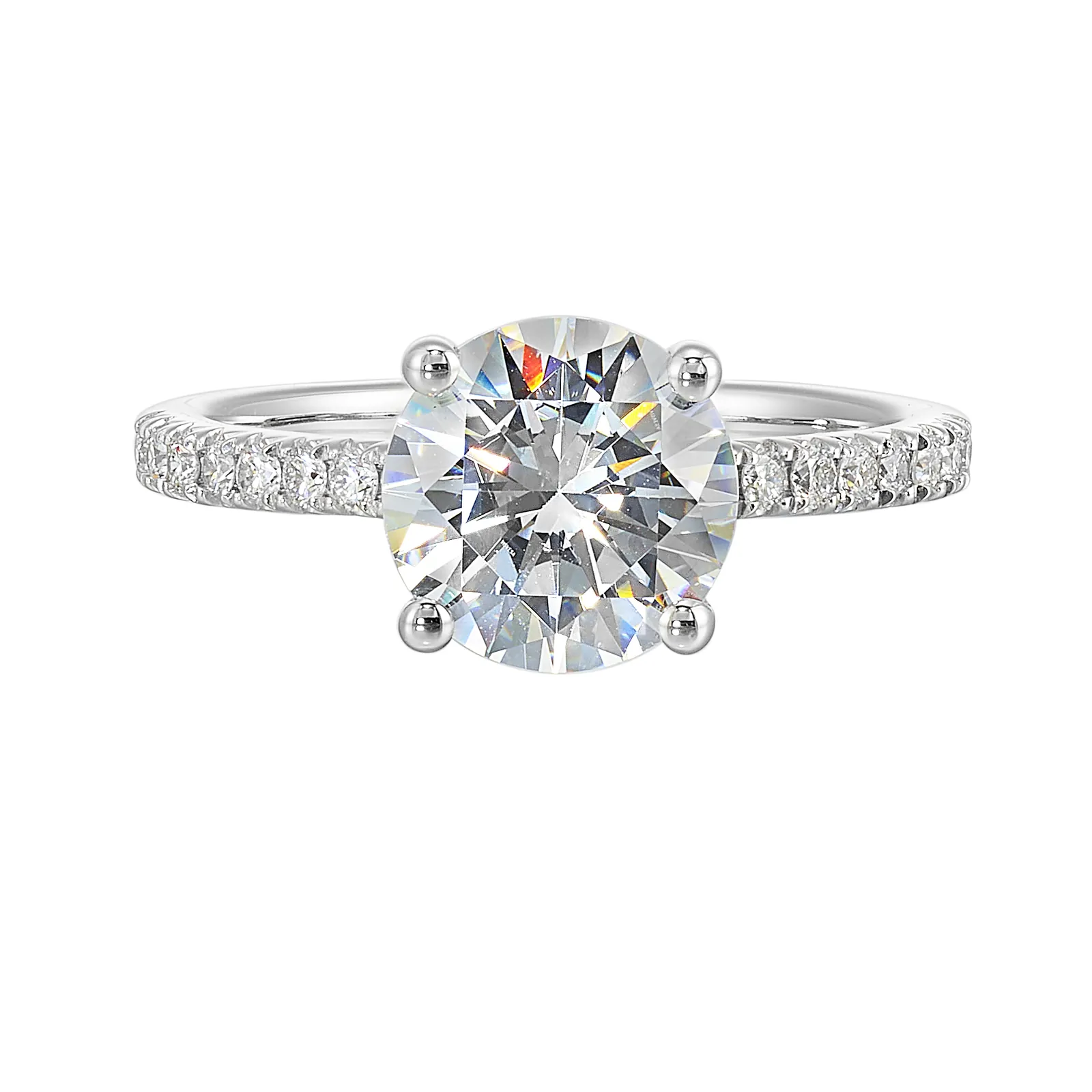 14Kt White Semi Mount 1/5Ctw For 2Ctw Round Center