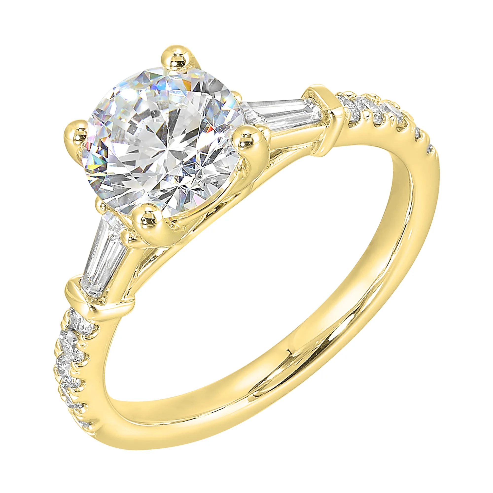 14Kt Yellow Semi Mount 3/8Ctw For 1 1/2Ct Round Center view 2