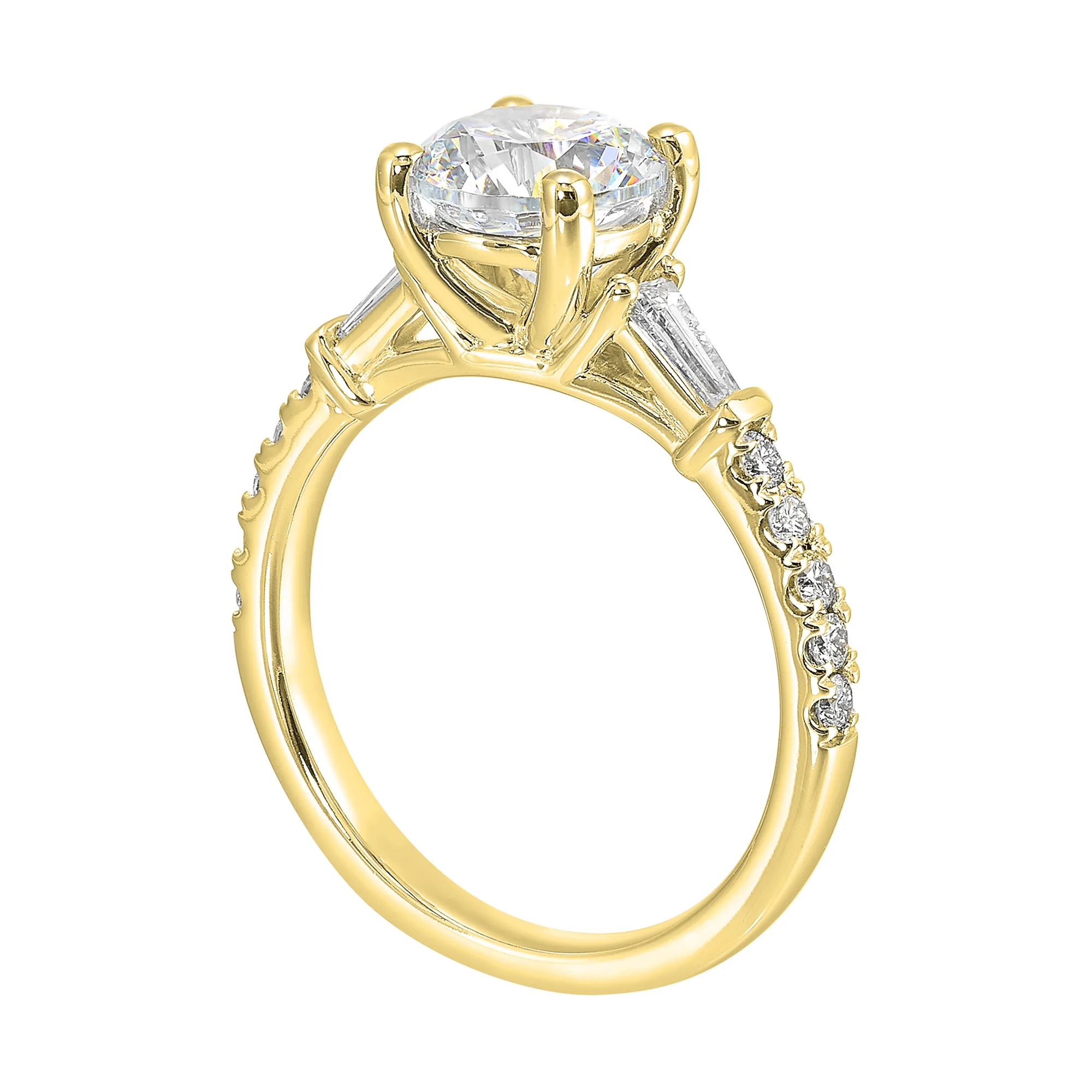 14Kt Yellow Semi Mount 3/8Ctw For 1 1/2Ct Round Center view 3