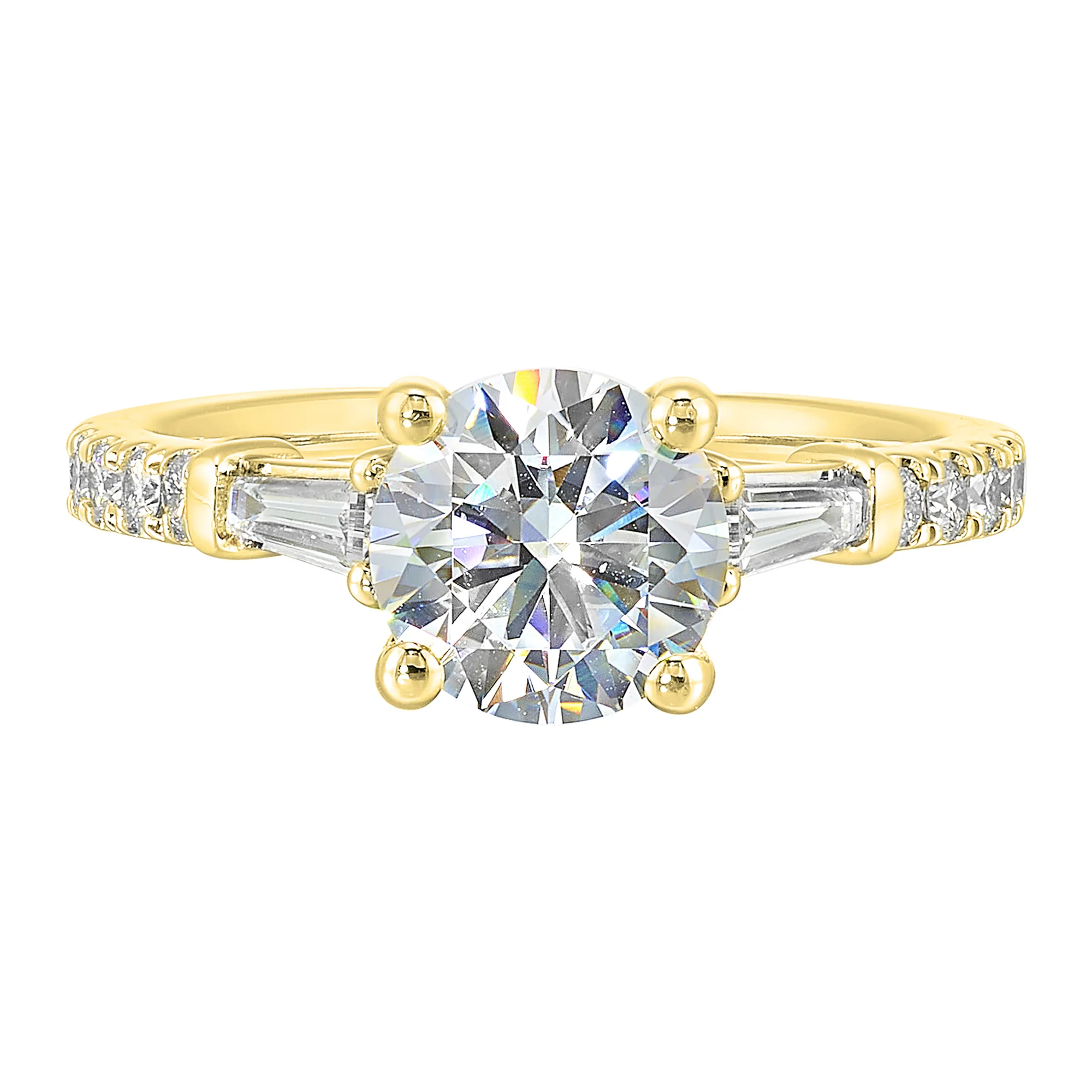 14Kt Yellow Semi Mount 3/8Ctw For 1 1/2Ct Round Center