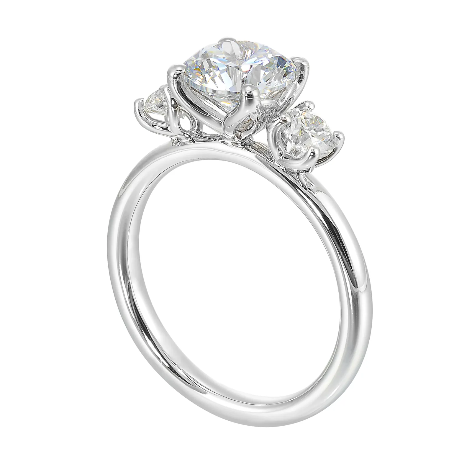 14Kt White Semi Mount 1/2Ctw For 1 1/2Ctw Round Center view 3