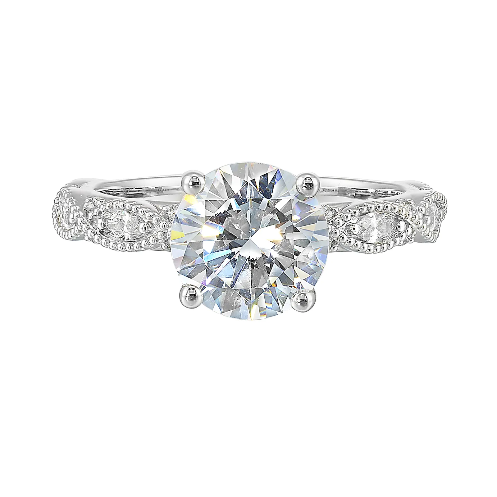 14Kt White Semi Mount 1/5Ctw For 2Ctw Round Center