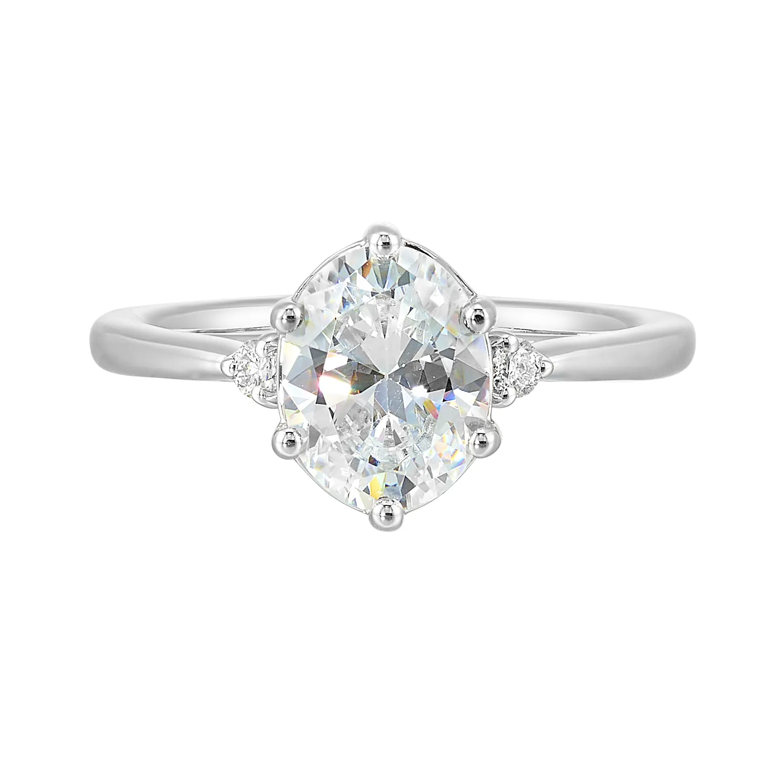 14Kt White Semi Mount 1/15Ctw For 2Ctw Oval Center