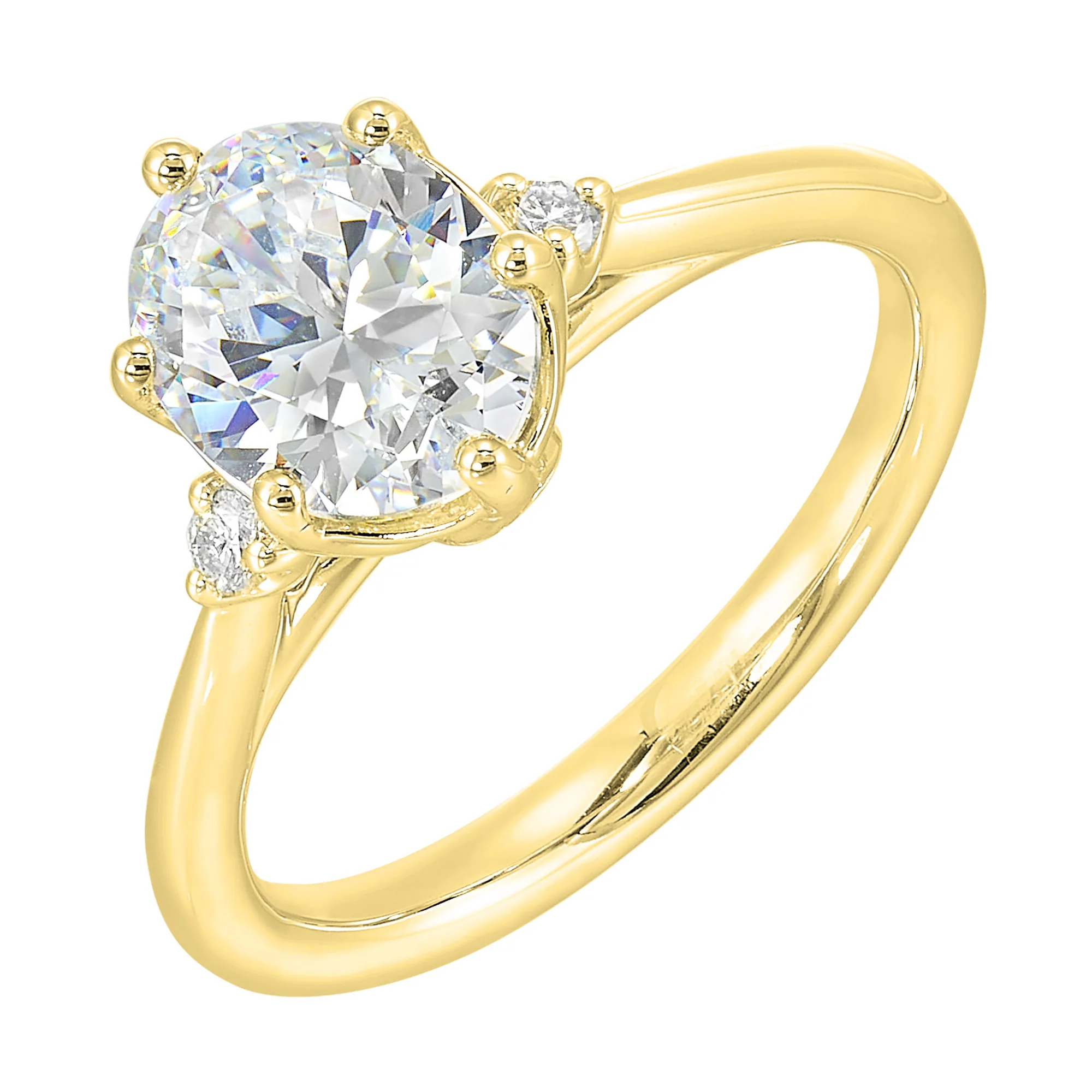 14Kt Yellow Semi Mount 1/15Ctw For 2Ct Oval Center view 2