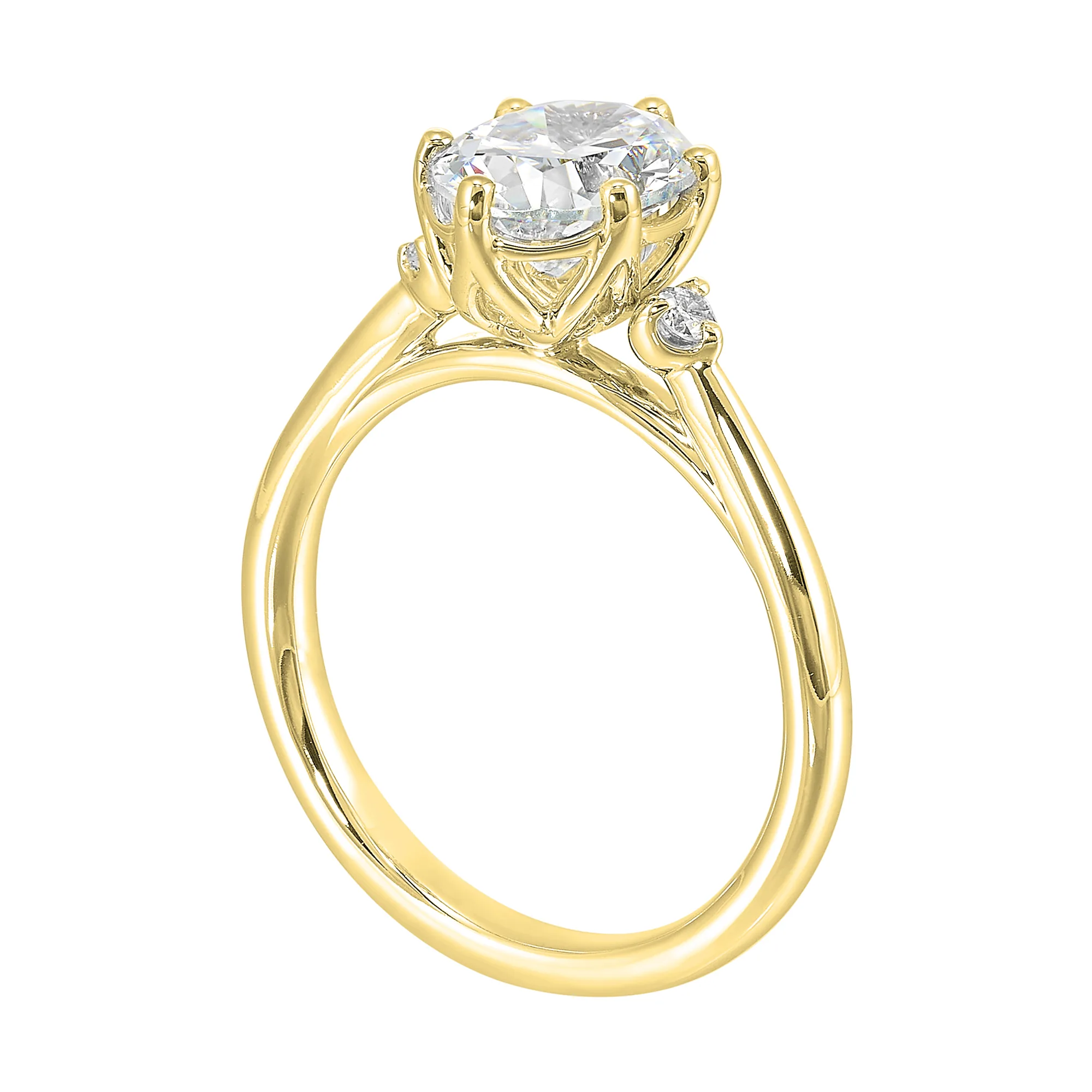14Kt Yellow Semi Mount 1/15Ctw For 2Ct Oval Center view 3