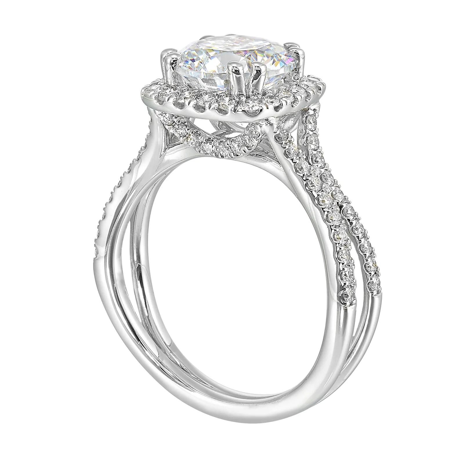 14Kt White Semi Mount 1/2Ctw For 2Ctw Round Center view 3