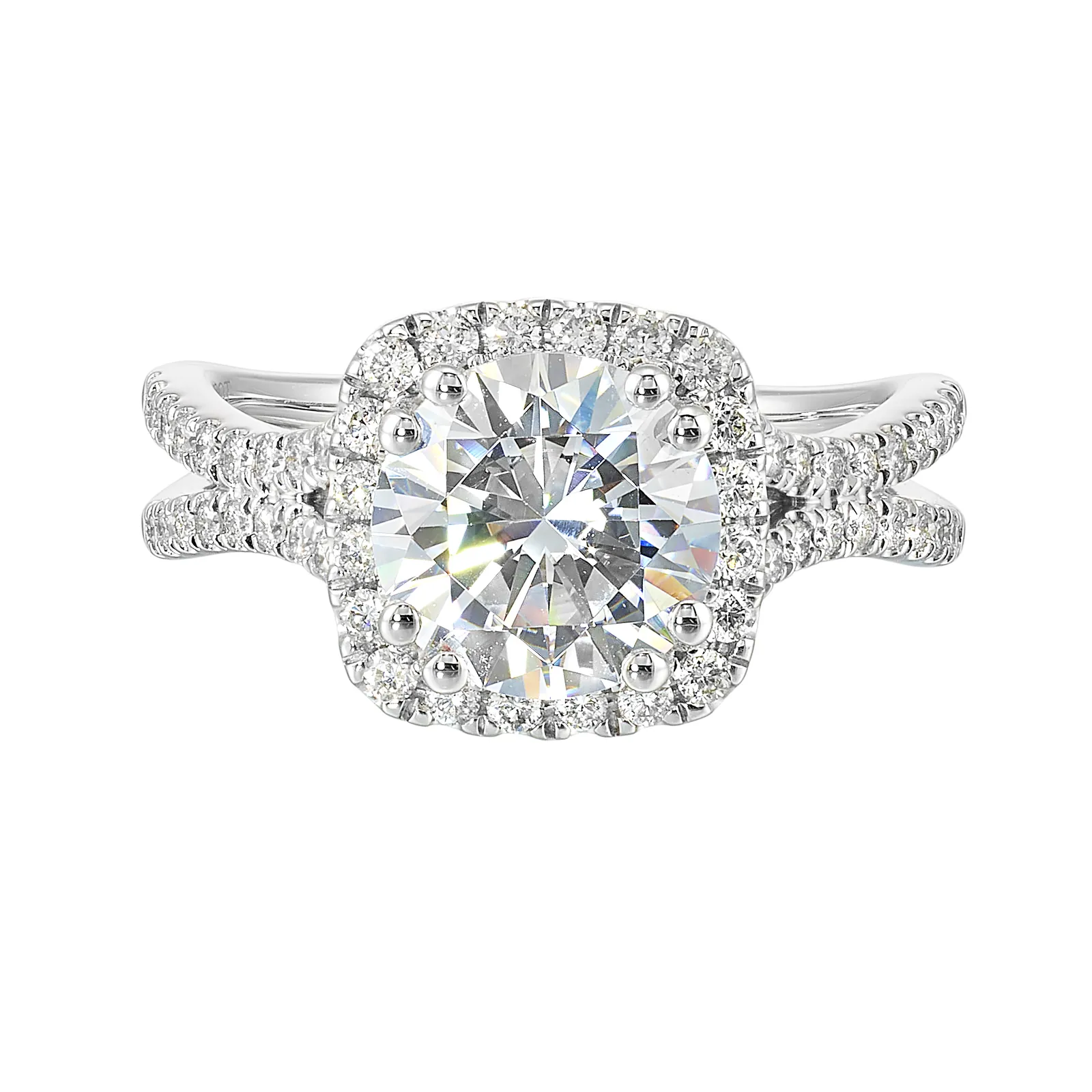 14Kt White Semi Mount 1/2Ctw For 2Ctw Round Center