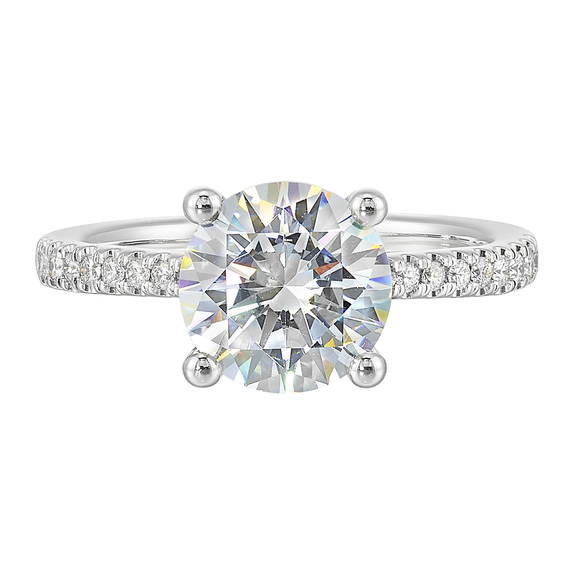 14Kt White Semi Mount 1/4Ctw For 2Ctw Round Center