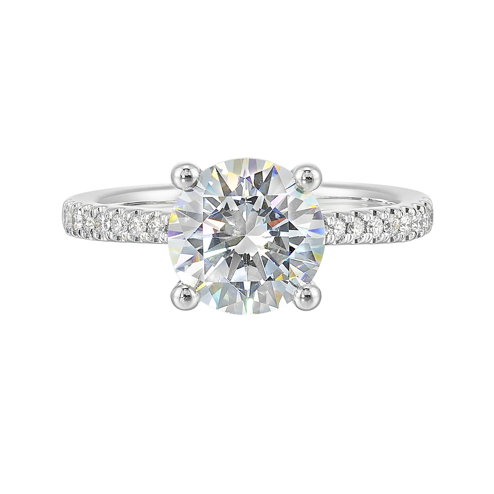 14Kt White Semi Mount 1/4Ctw For 2Ctw Round Center