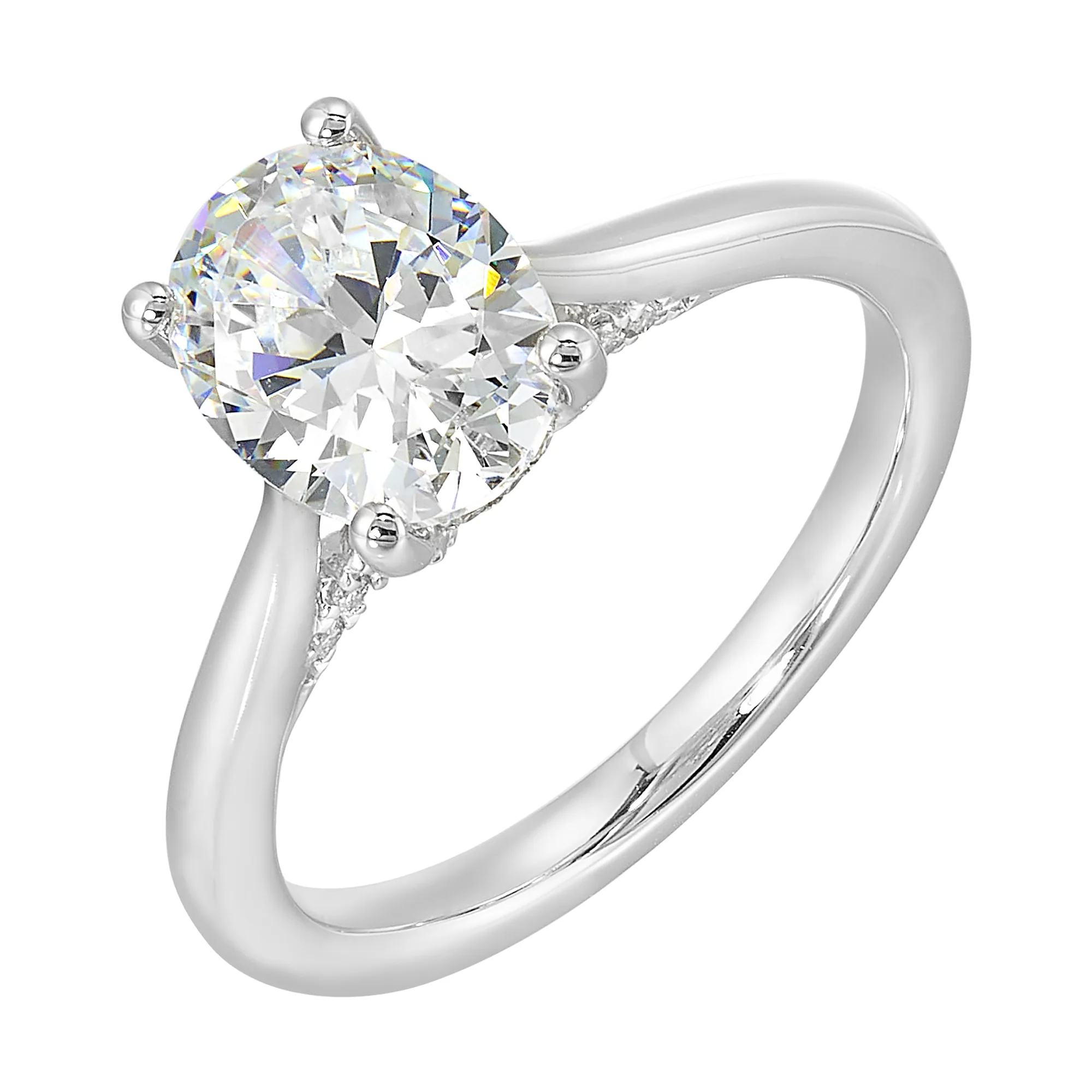 14Kt White Semi Mount 1/5Ctw For 2Ct Oval Center view 2