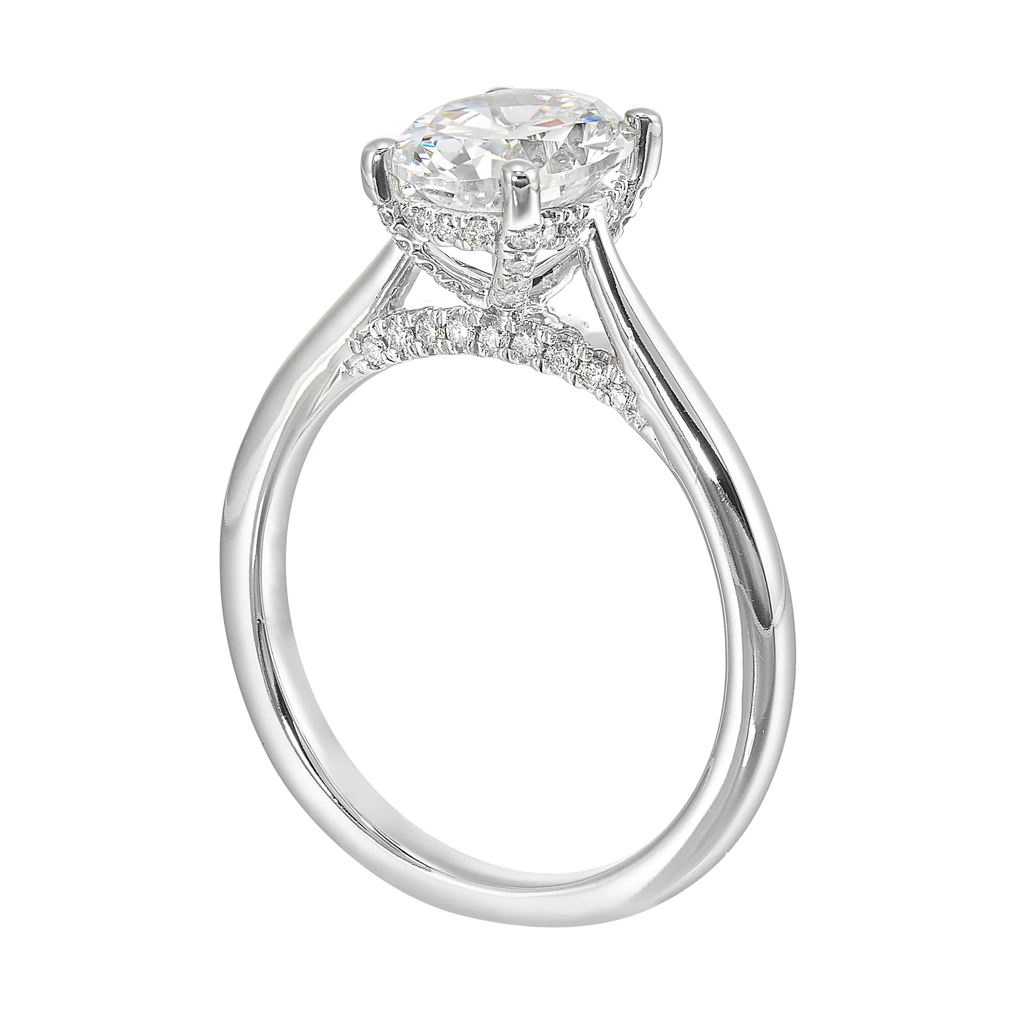 14Kt White Semi Mount 1/5Ctw For 2Ct Oval Center view 3