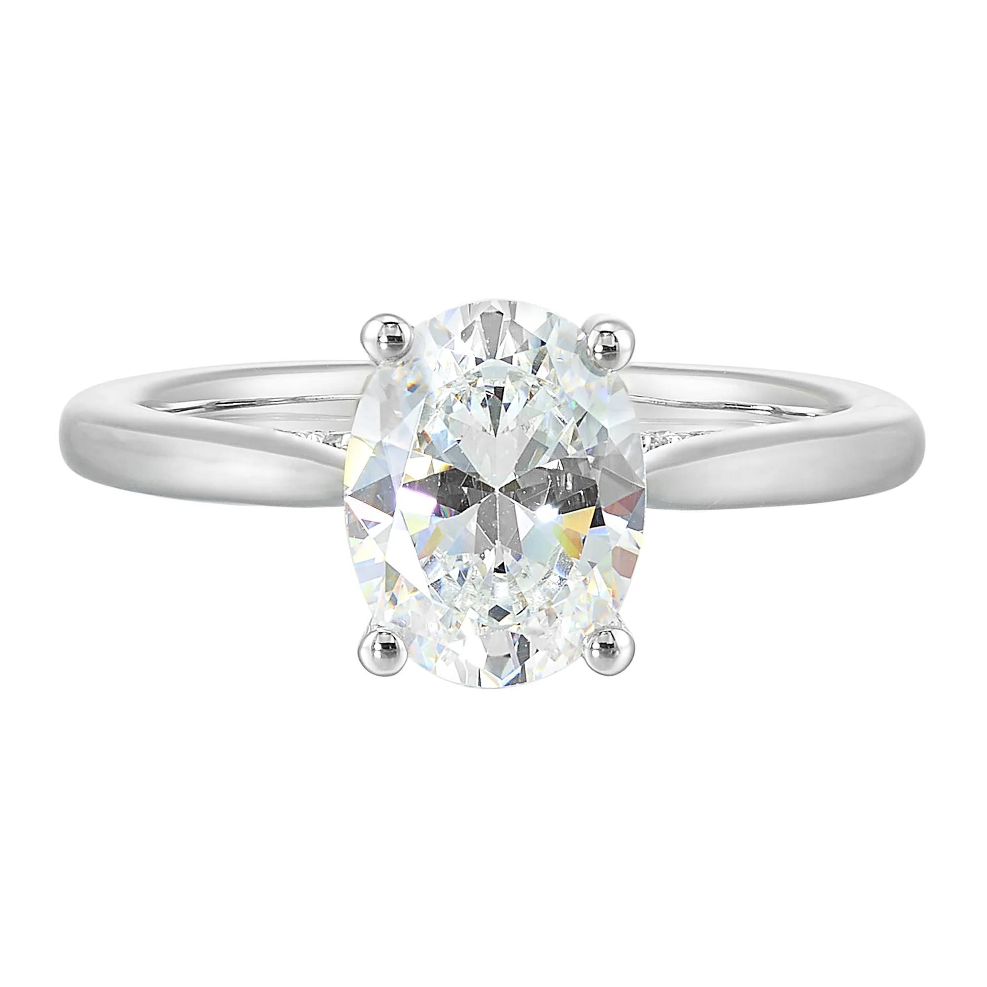14Kt White Semi Mount 1/5Ctw For 2Ct Oval Center