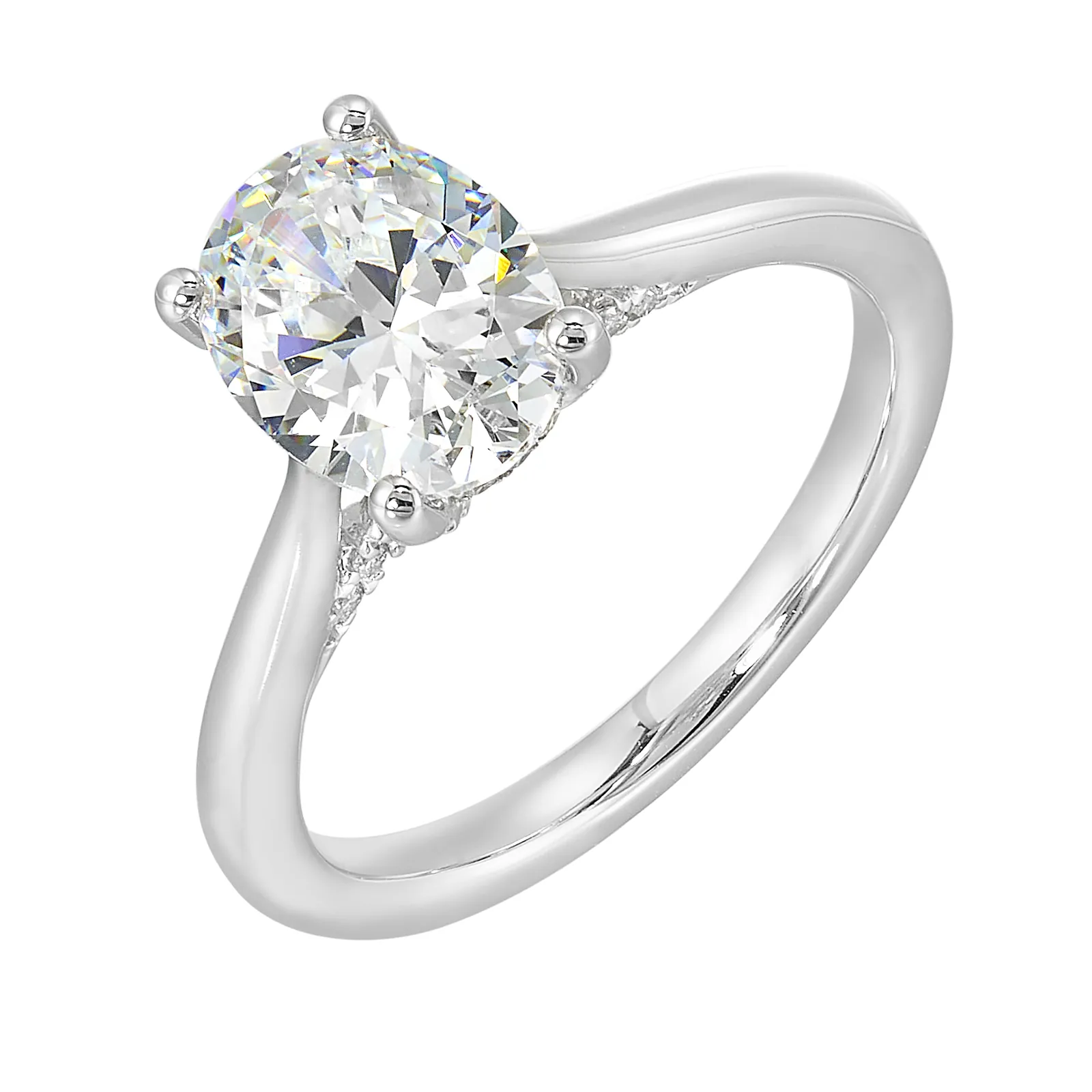 14Kt White Semi Mount 1/5Ctw For 2Ctw Oval Center view 2