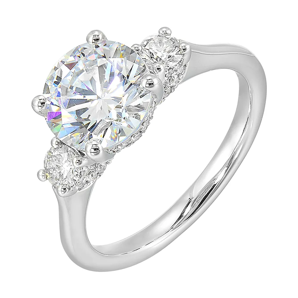 14Kt White Semi Mount 1/2Ctw For 2Ctw Round Center view 2