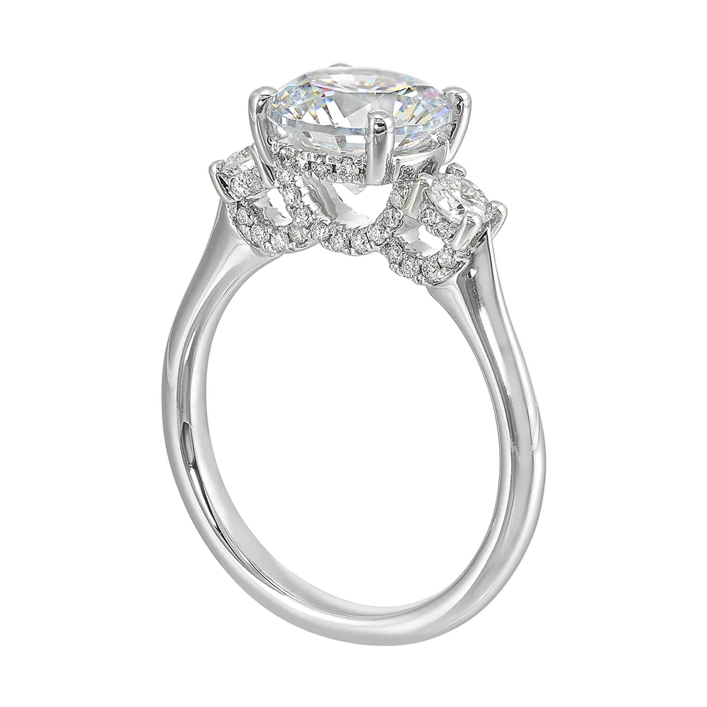 14Kt White Semi Mount 1/2Ctw For 2Ctw Round Center view 3