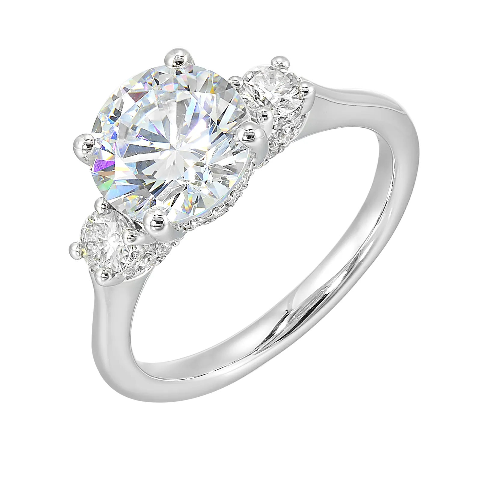 14Kt White Semi Mount 1/2Ctw For 2Ctw Round Center view 2