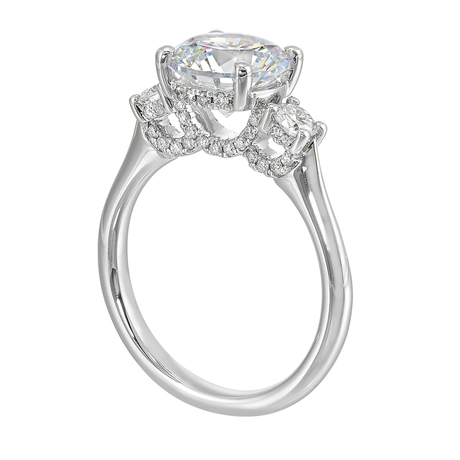 14Kt White Semi Mount 1/2Ctw For 2Ctw Round Center view 3