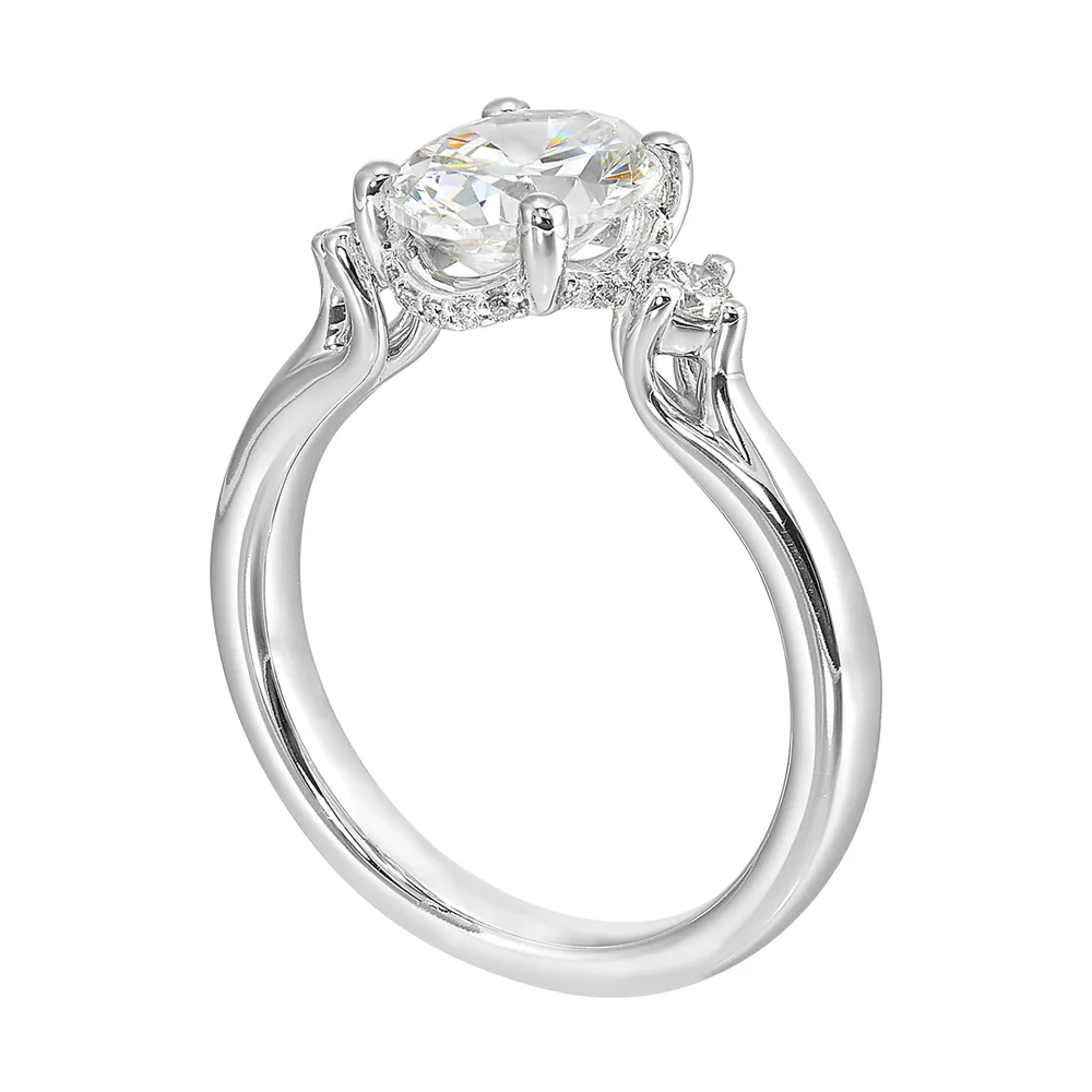 14Kt White Semi Mount 1/6Ctw For 2Ctw Oval Center view 3