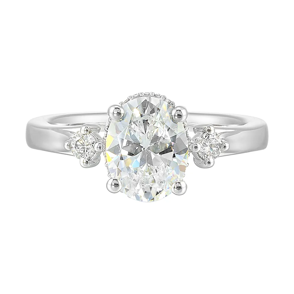 14Kt White Semi Mount 1/6Ctw For 2Ctw Oval Center