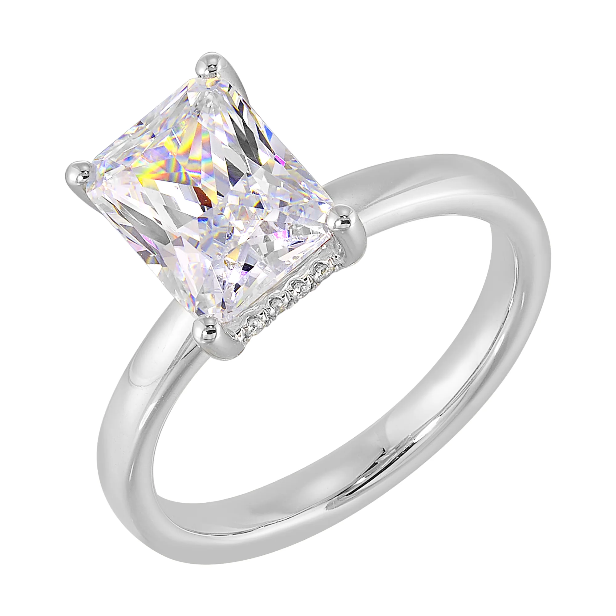 14Kt White Semi Mount 1/15Ctw For 2Ctw Radiant Center view 2