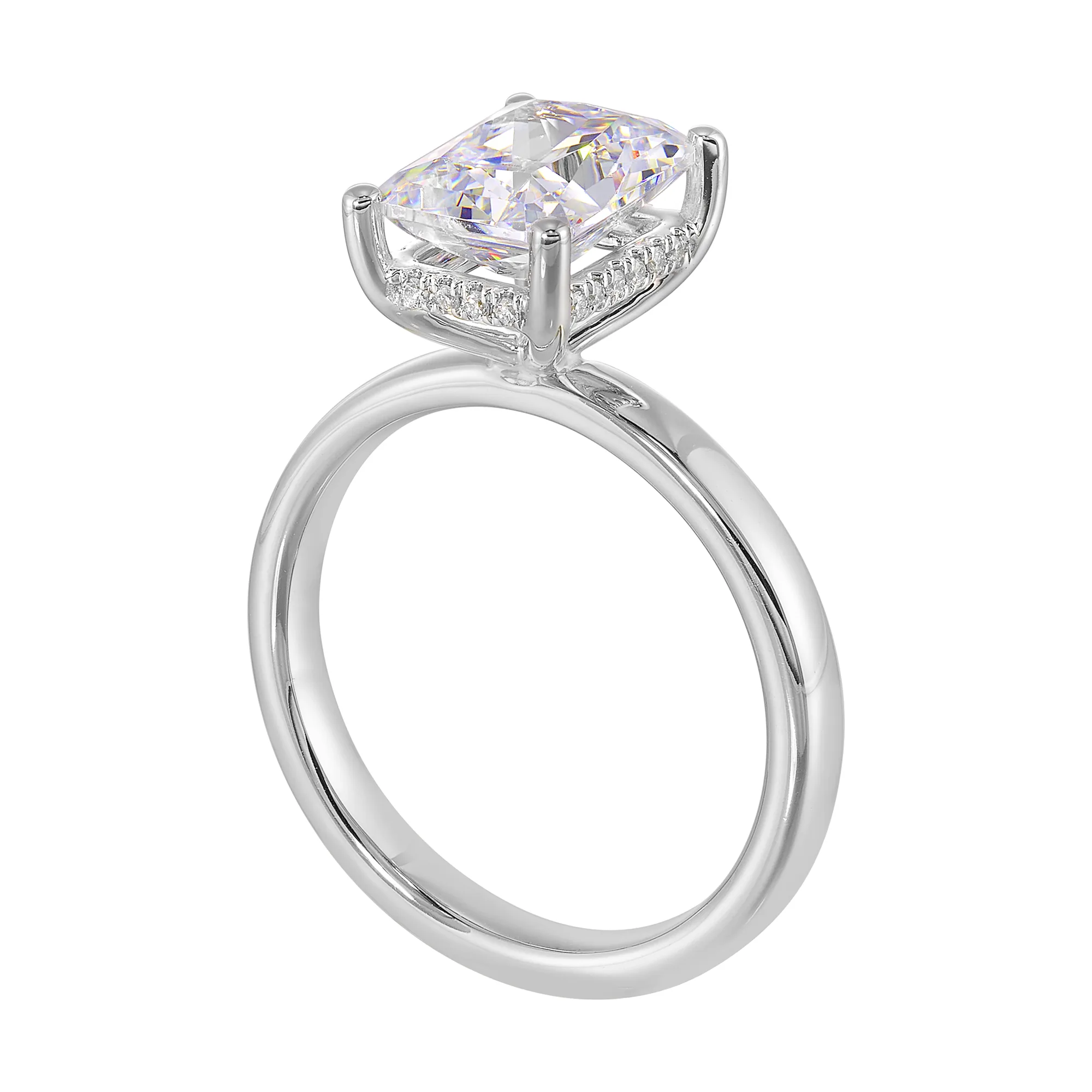 14Kt White Semi Mount 1/15Ctw For 2Ctw Radiant Center view 3