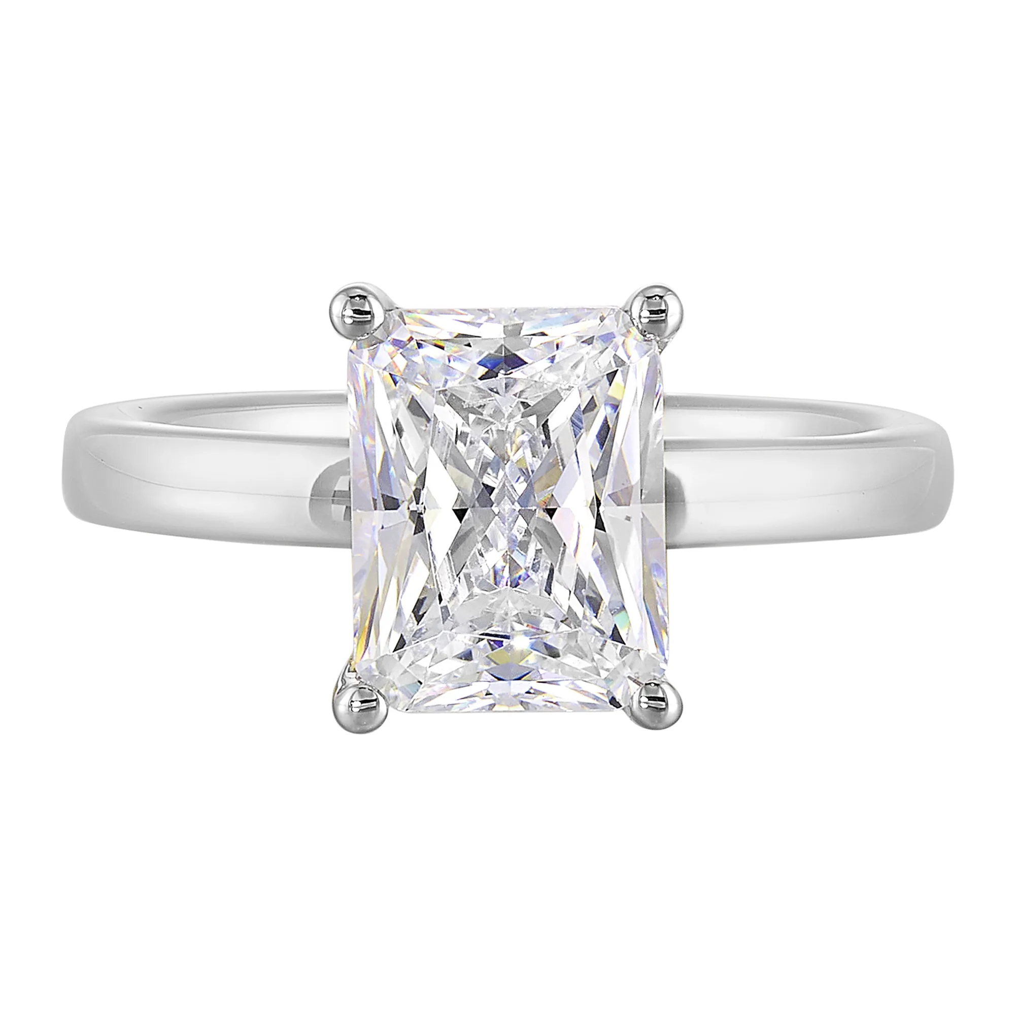 14Kt White Semi Mount 1/15Ctw For 2Ctw Radiant Center