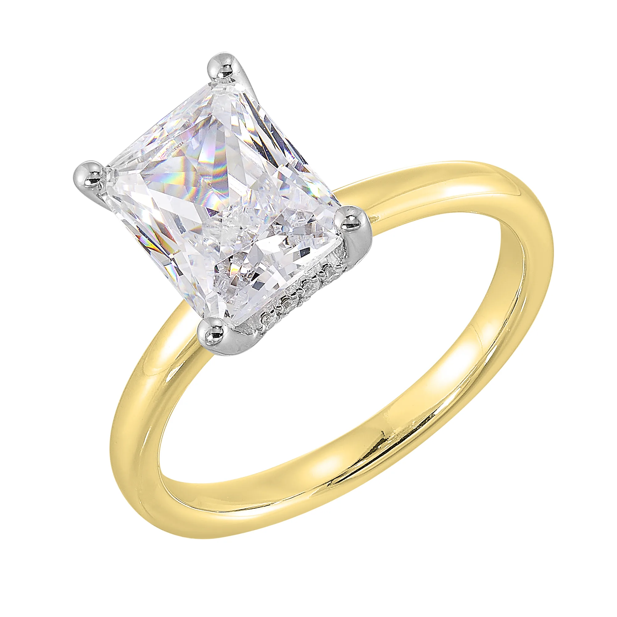 14Kt Yellow Semi Mount 1/15Ctw For 2Ct Radiant Center view 2