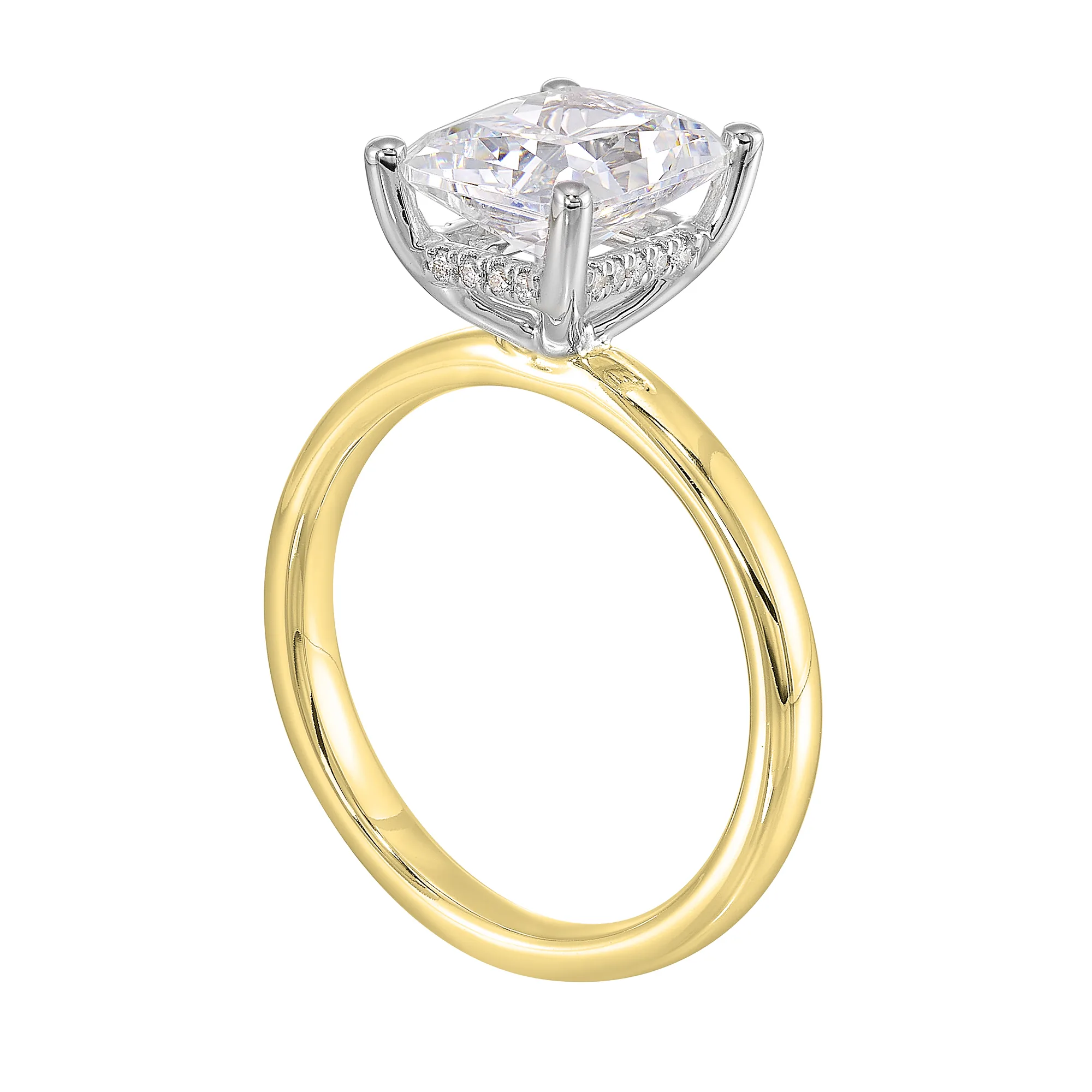 14Kt Yellow Semi Mount 1/15Ctw For 2Ct Radiant Center view 3