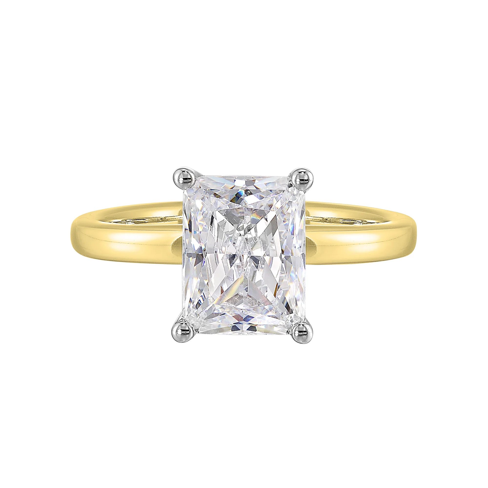 14Kt Yellow Semi Mount 1/15Ctw For 2Ct Radiant Center
