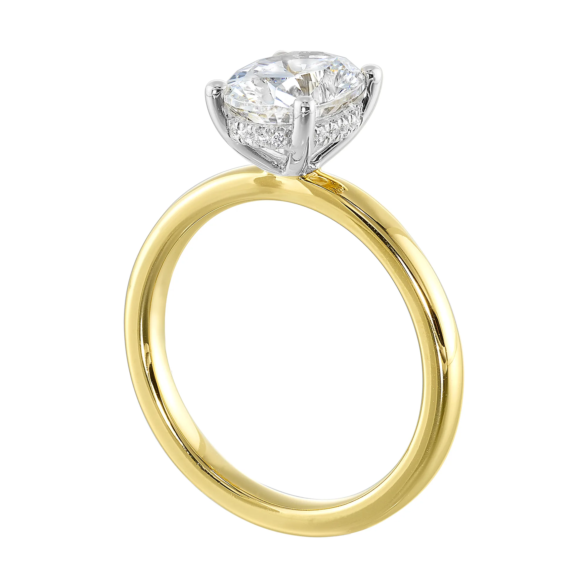 14Kt White Yellow Semi Mount 1/15Ctw For 2Ctw Oval Center view 3