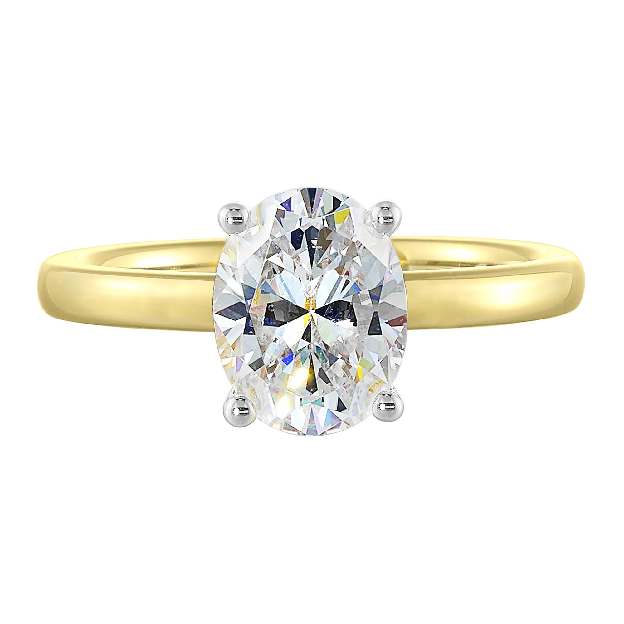 14Kt White Yellow Semi Mount 1/15Ctw For 2Ctw Oval Center